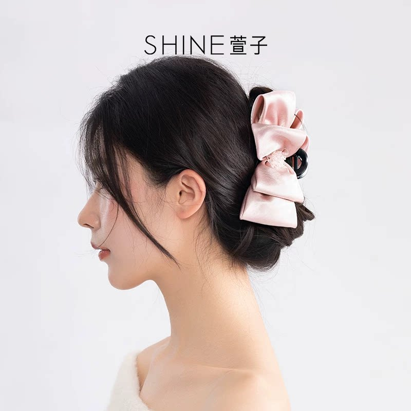 SHINE サテンリボン ヘアクリップ