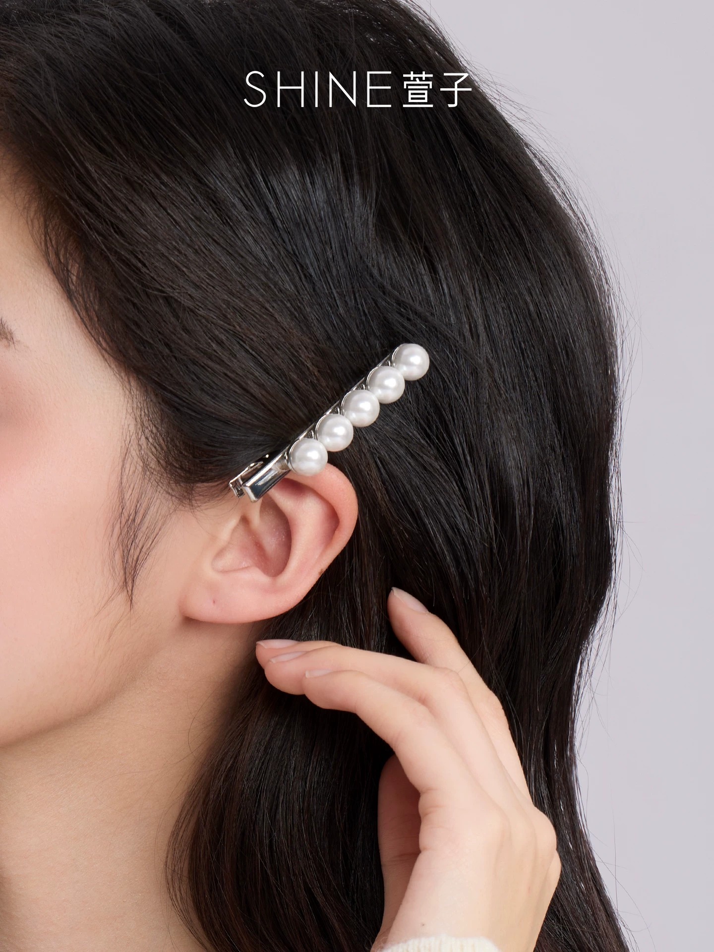 SHINE パール調 ラインヘアクリップ