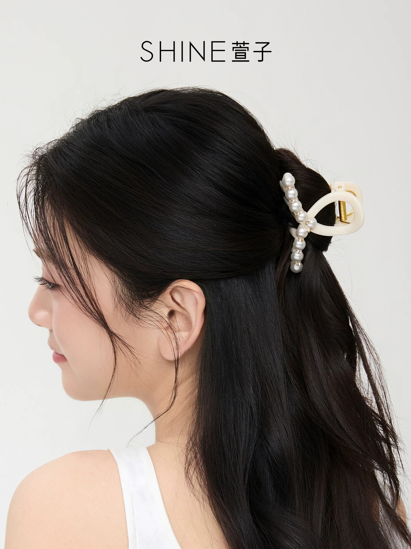 SHINE パール調ライン ヘアクリップ アイボリー