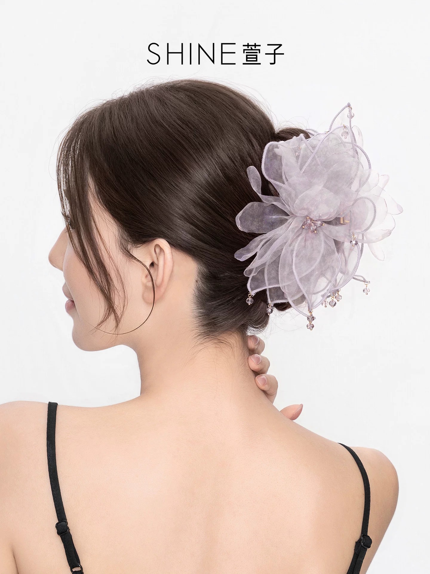SHINE チュールフラワー ヘアクリップ