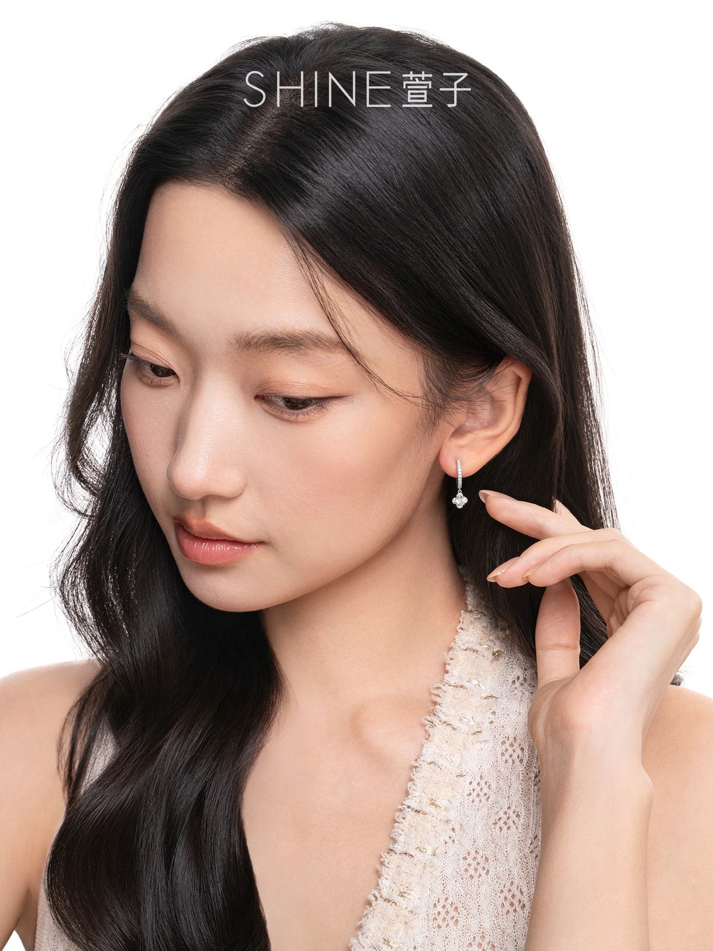 SHINE ビジューフラワー ドロップピアス