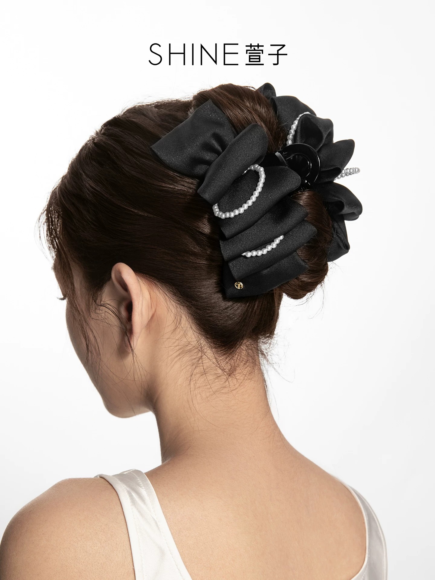 SHINE ビジューライン リボンヘアクリップ