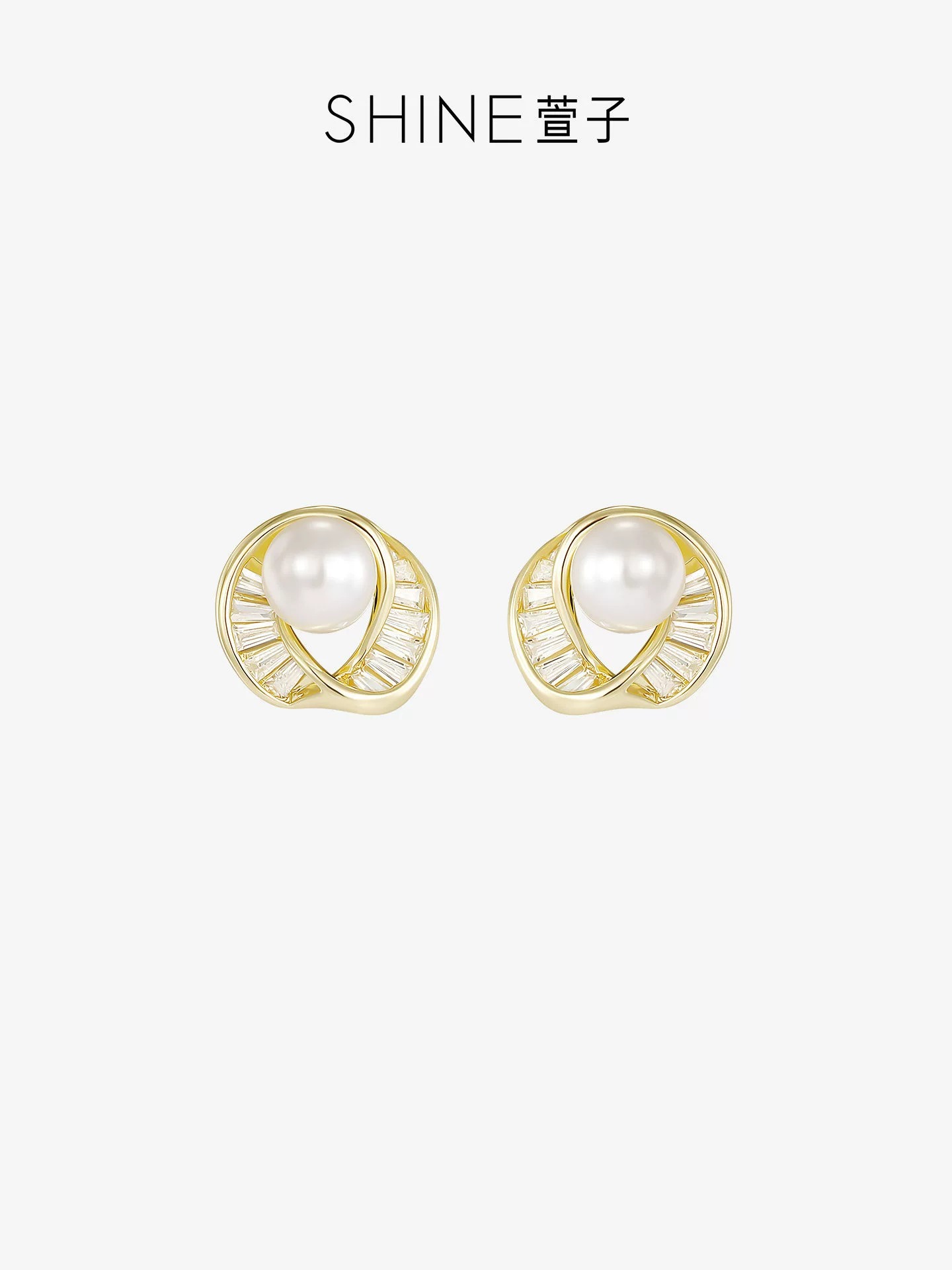 SHINE スパイラルゴールド パールピアス