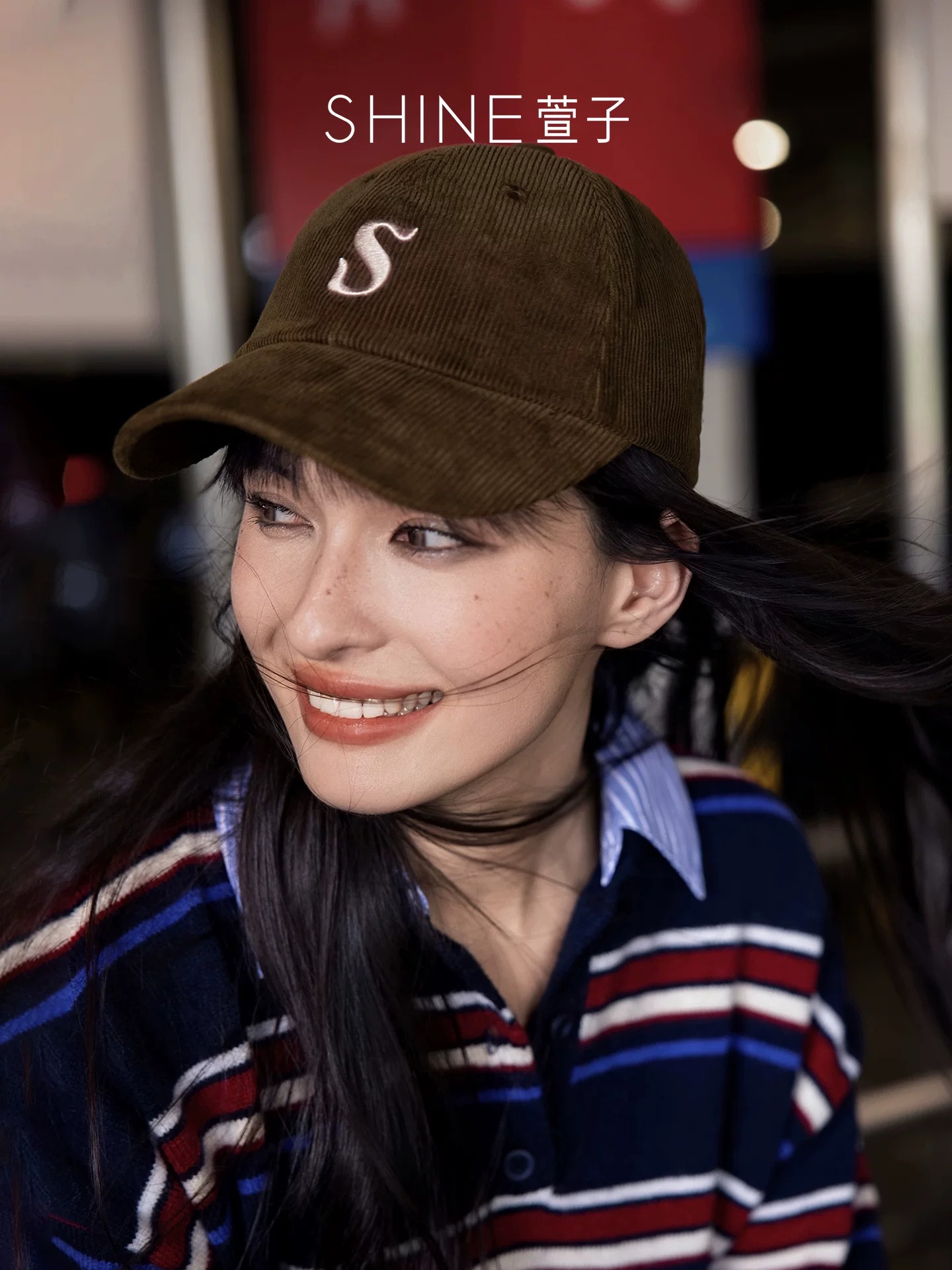 SHINE Sロゴ コーデュロイキャップ