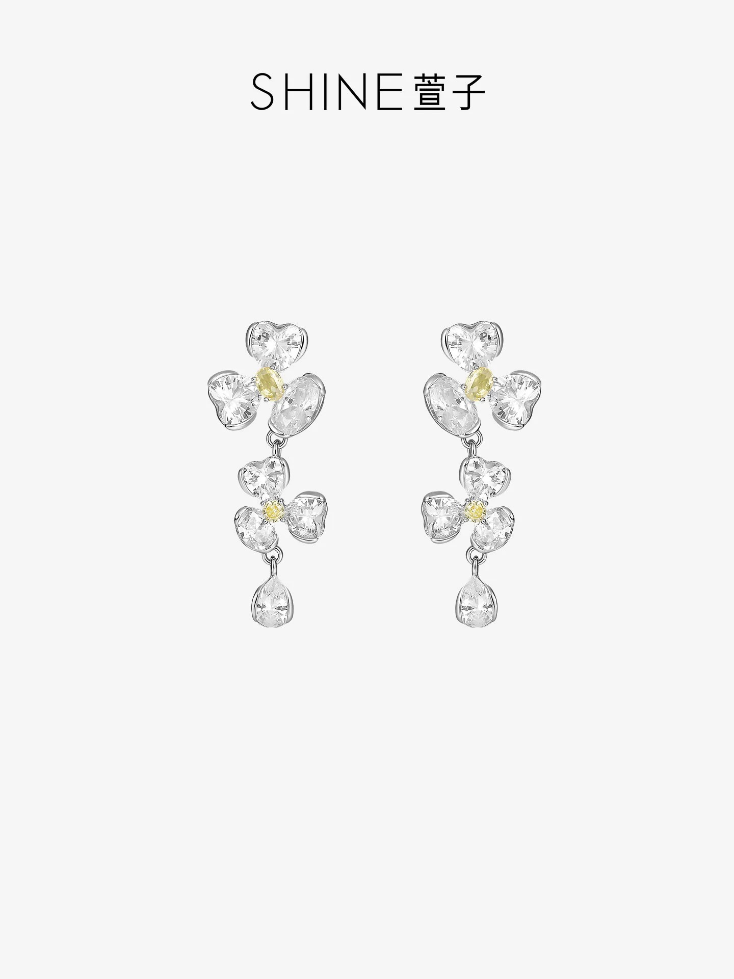 SHINE フラワービジュー ドロップピアス