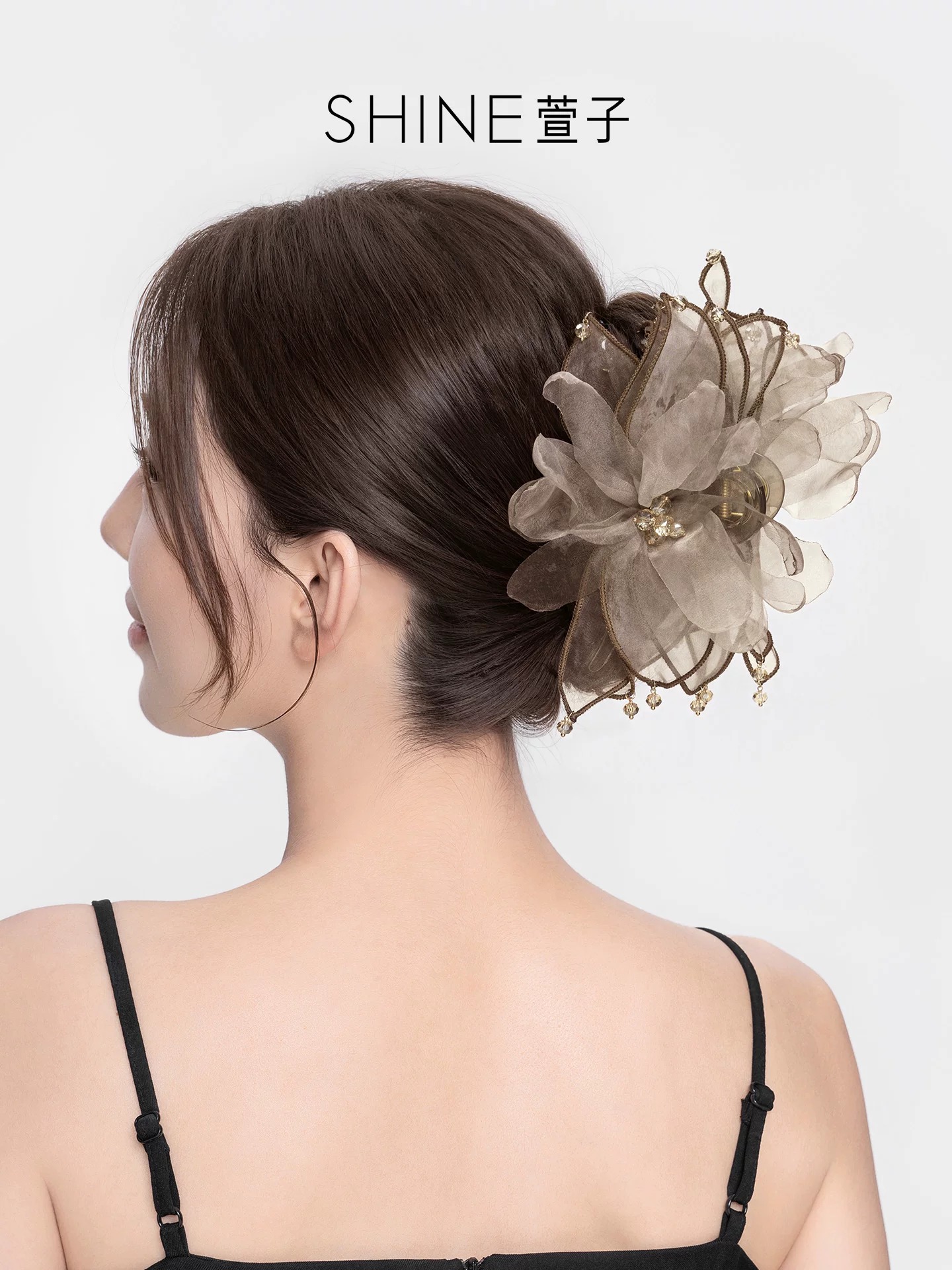 SHINE チュールフラワー ヘアクリップ