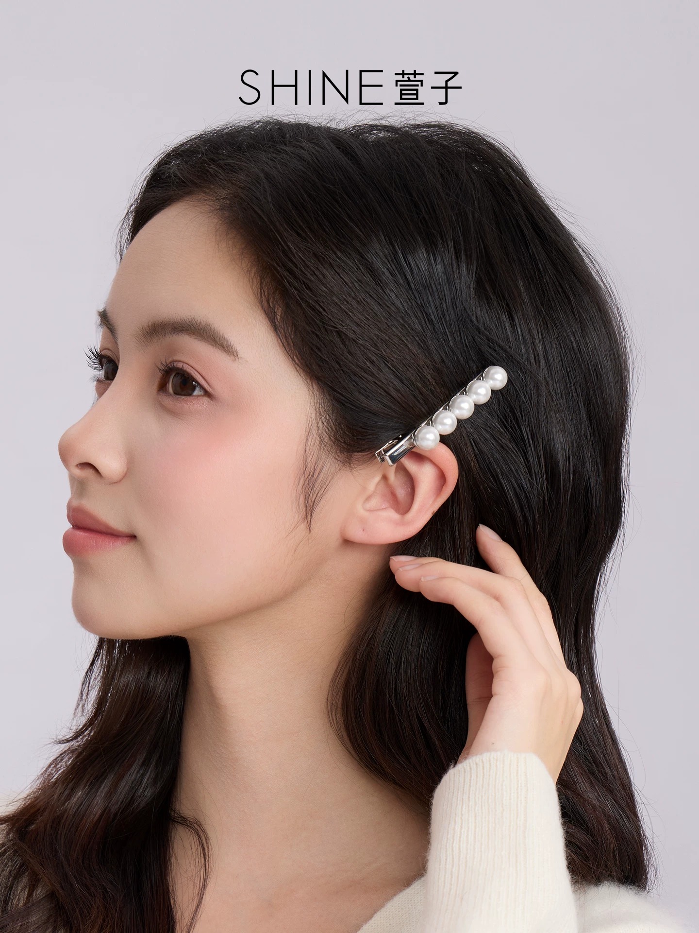 SHINE パール調 ラインヘアクリップ