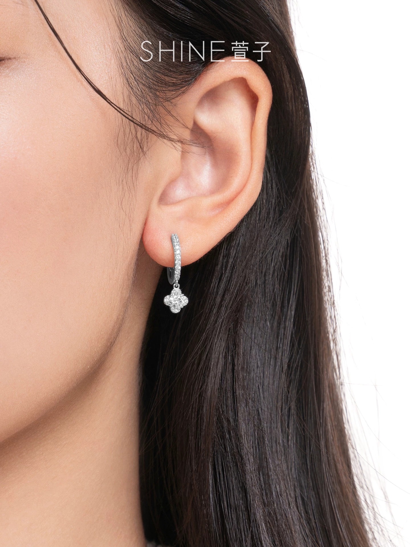 SHINE ビジューフラワー ドロップピアス