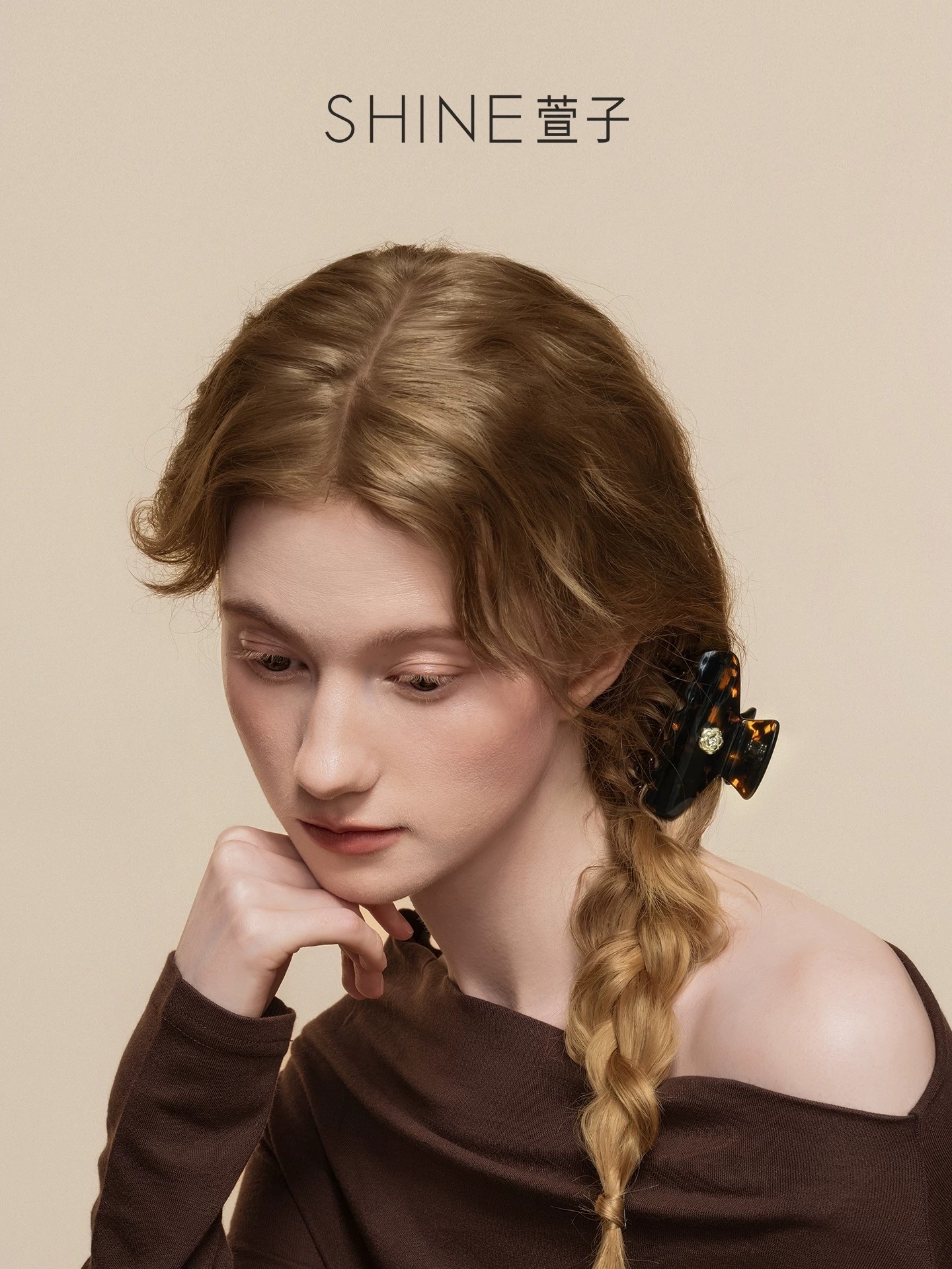 SHINE アンバーカメリア フラワーヘアクリップ