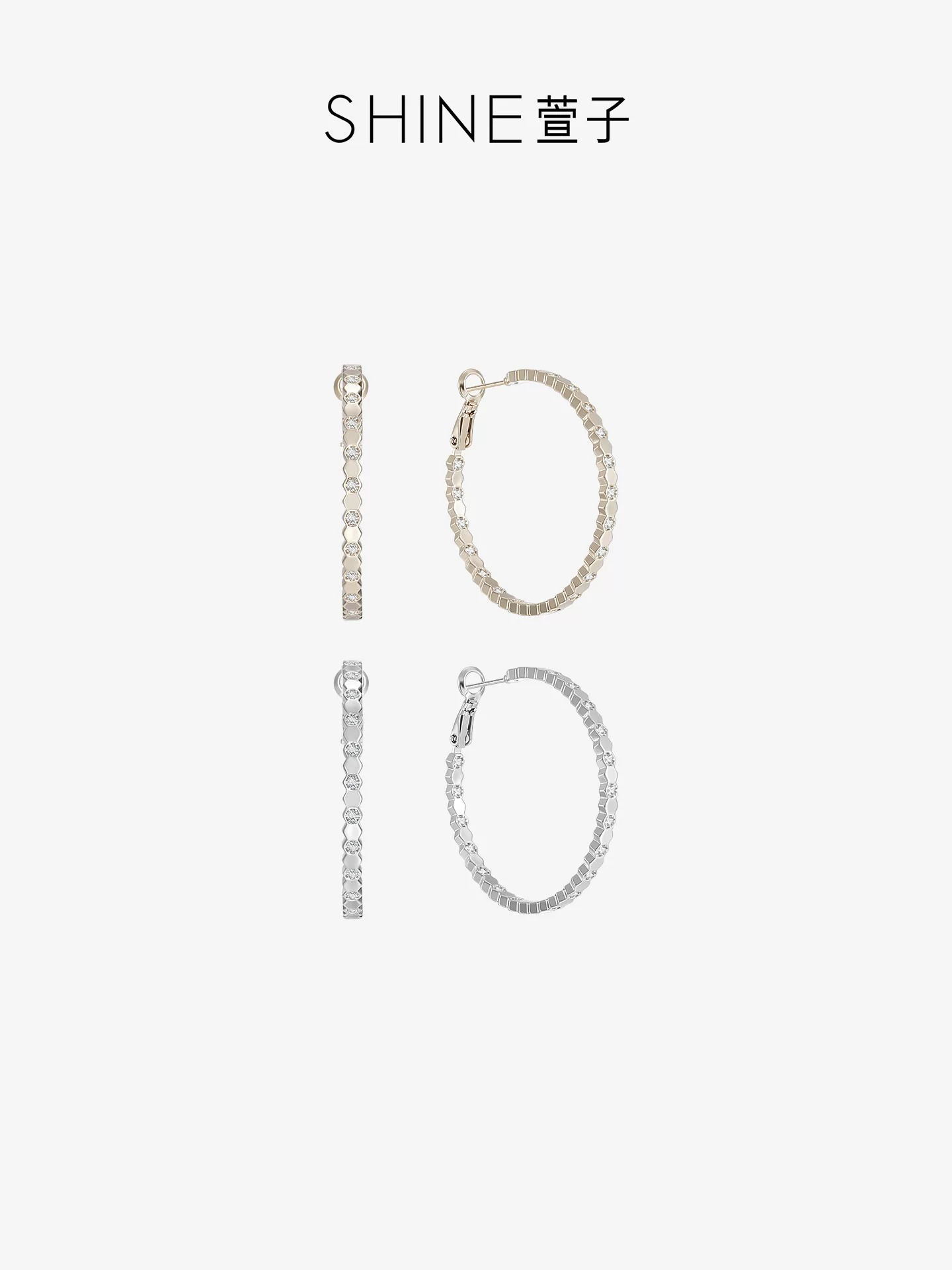SHINE ビジューライン フープピアス