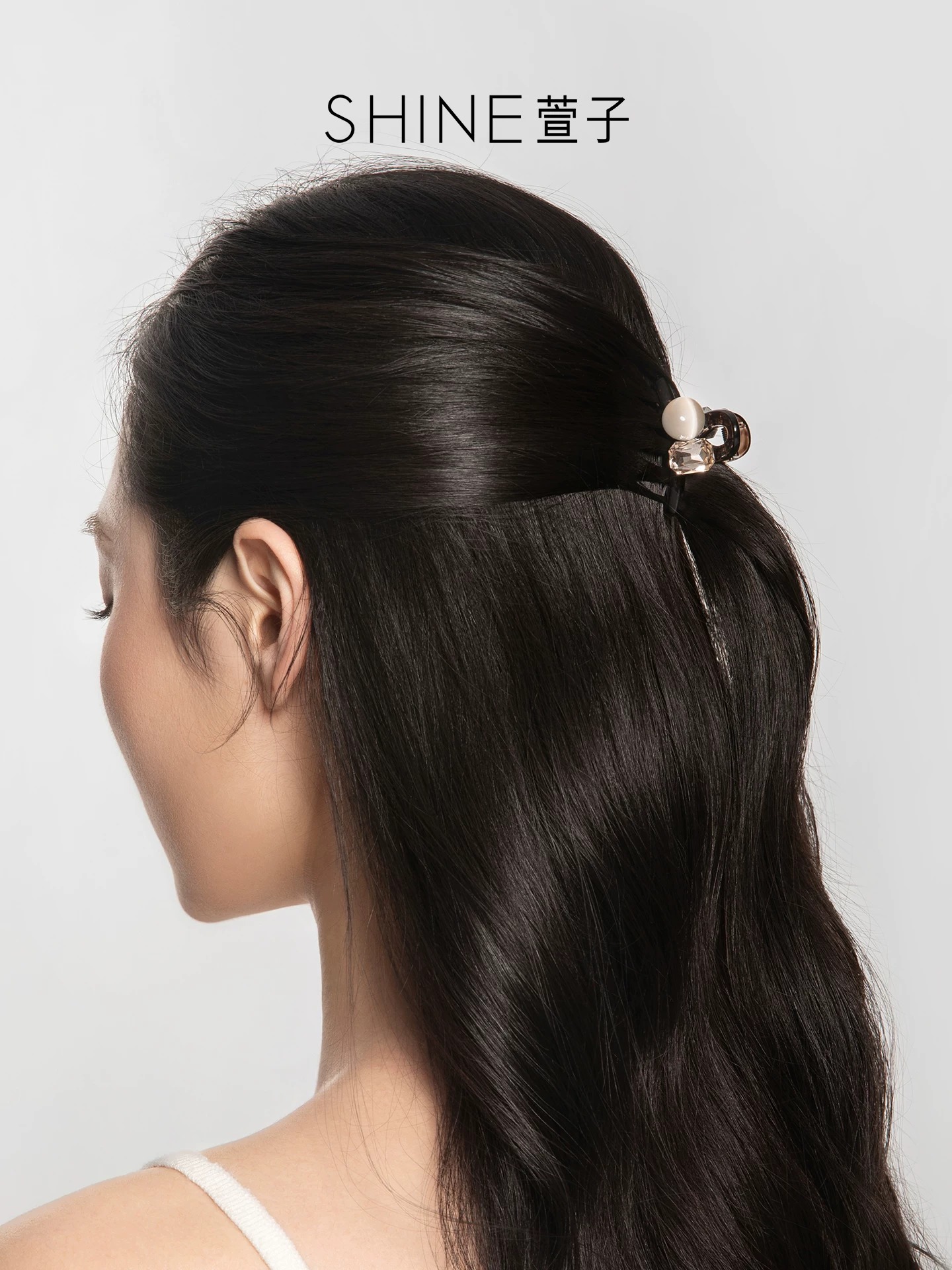 SHINE パール調アクセント ブラウンヘアクリップ