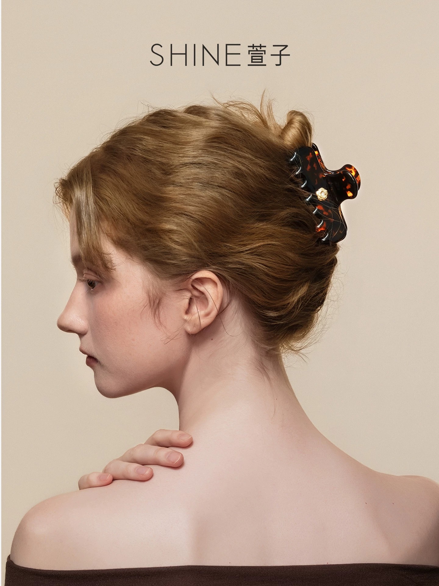 SHINE アンバーカメリア べっ甲ヘアクリップ