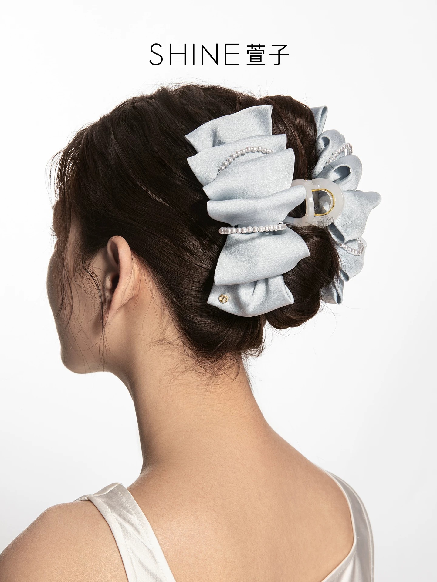 SHINE ビジューライン リボンヘアクリップ