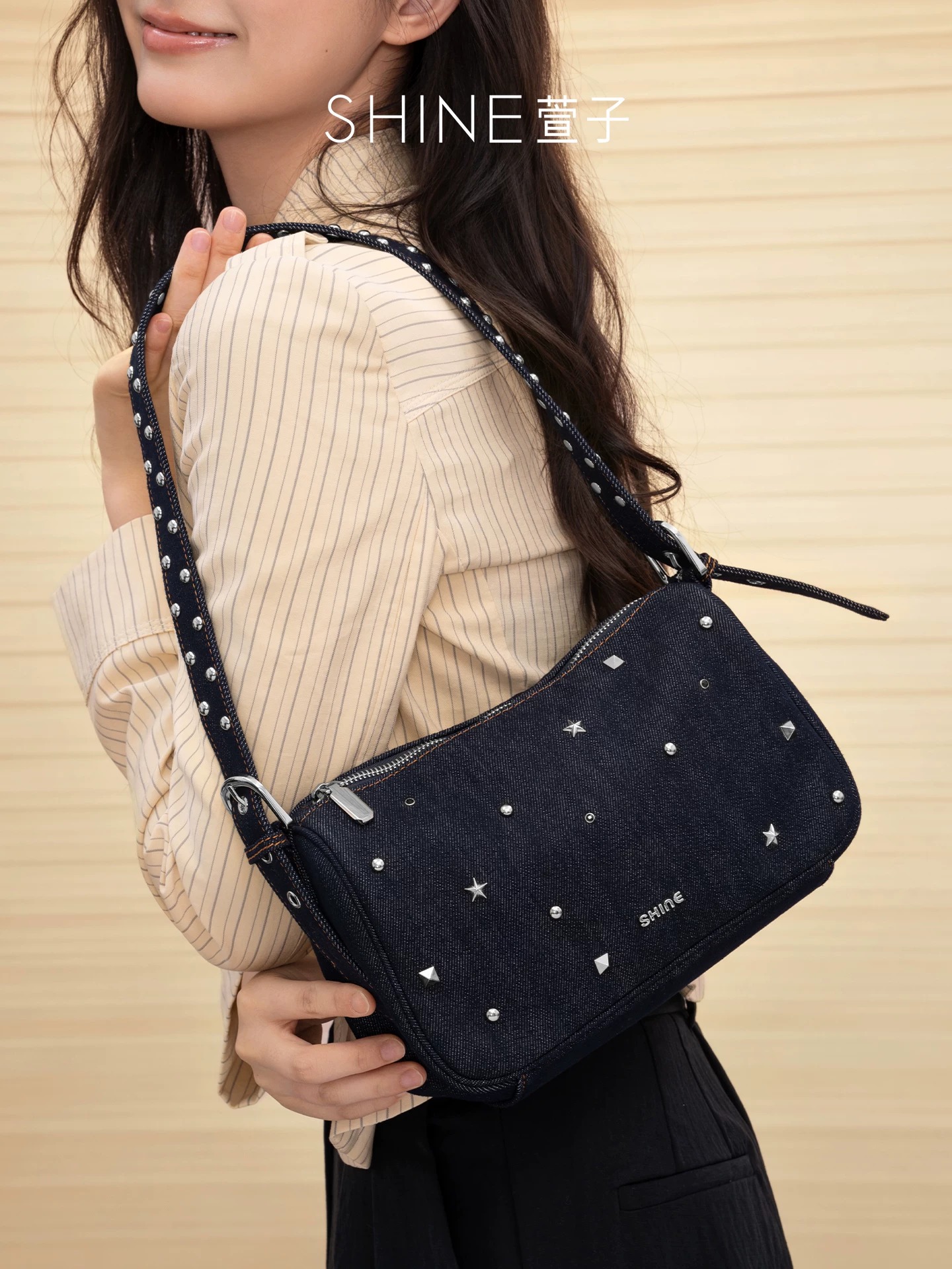 SHINE スターデニム ショルダーバッグ