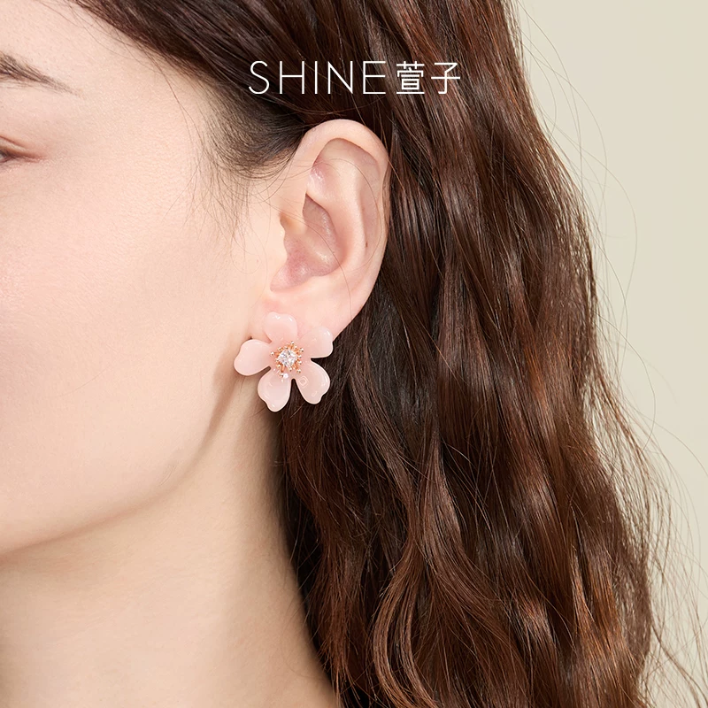 SHINE ピンクフラワー ピアス