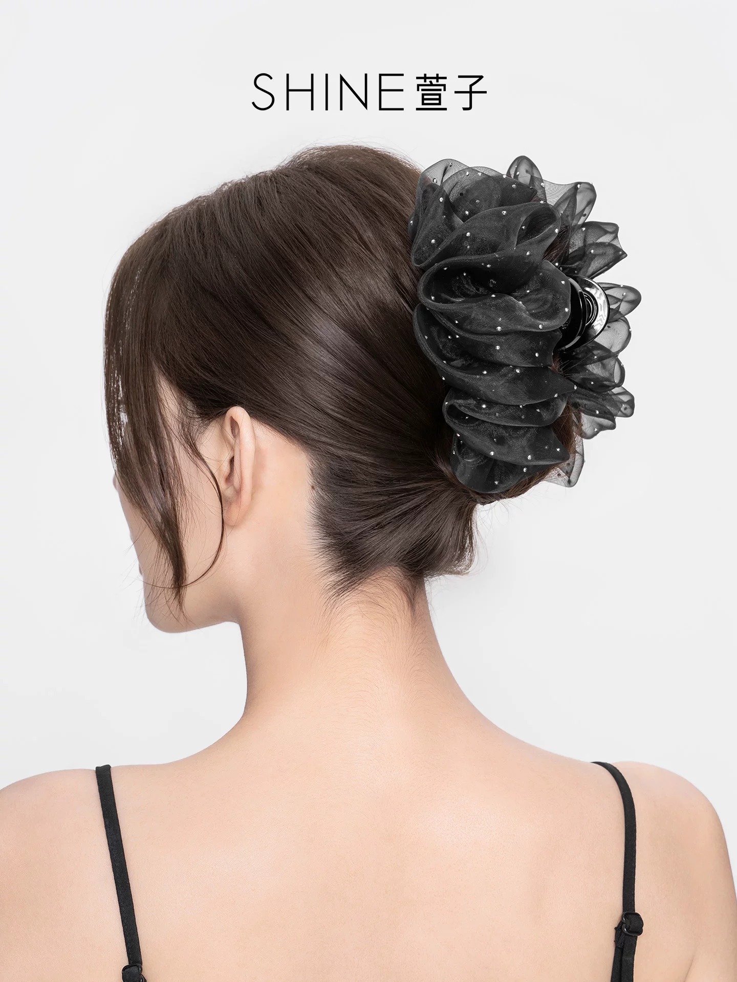 SHINE チュールプリーツ ビッグヘアクリップ