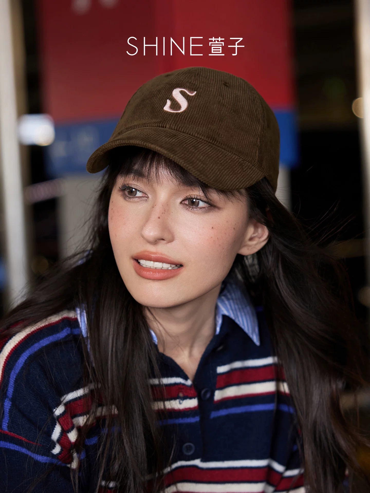 SHINE Sロゴ コーデュロイキャップ