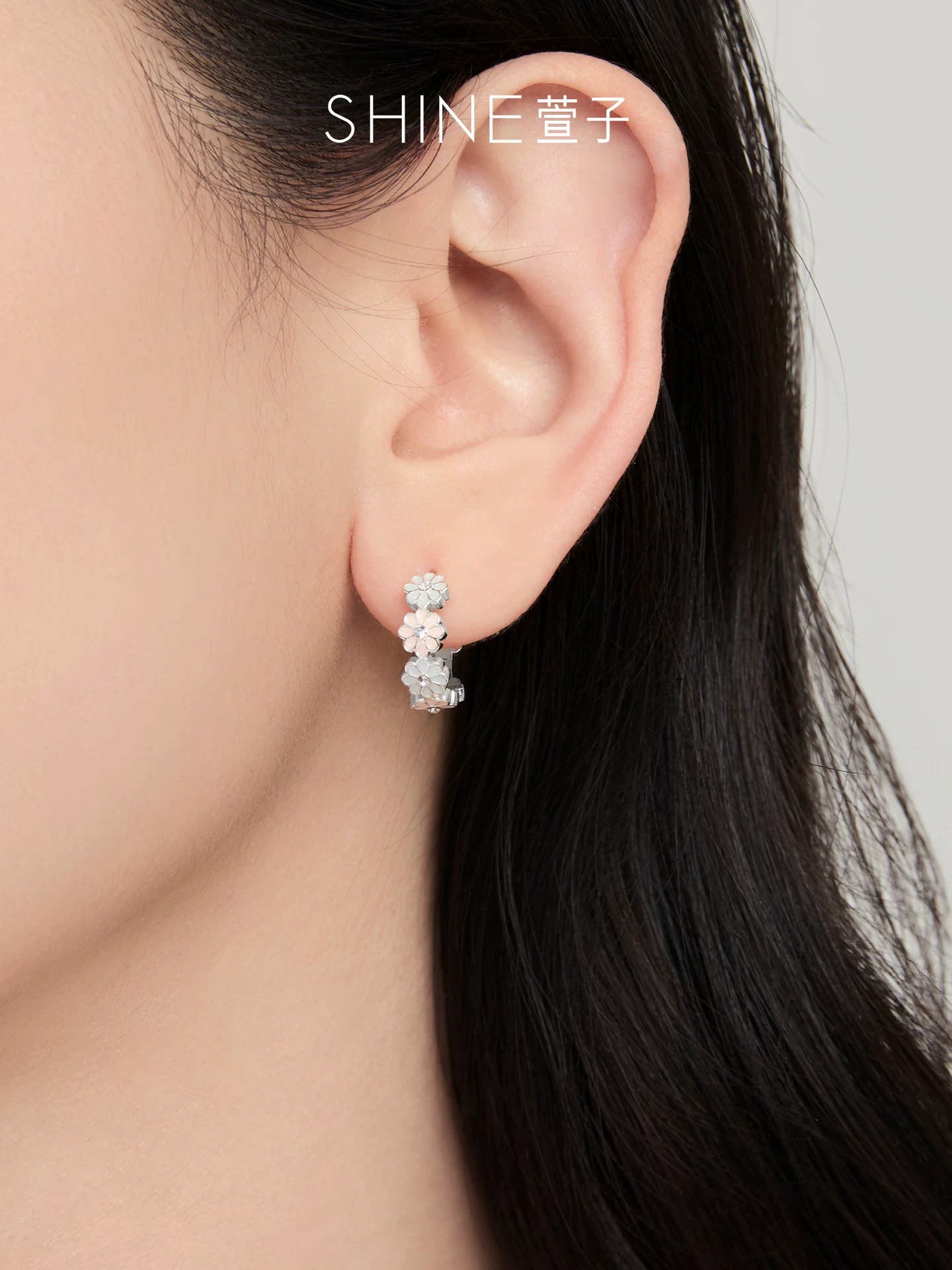 SHINE パステルフラワー フープピアス