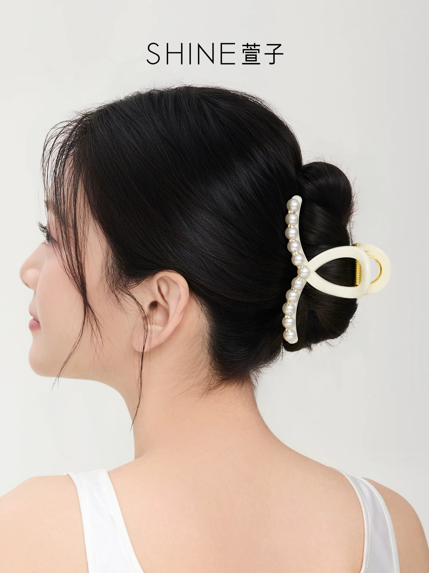 SHINE パール調ライン ヘアクリップ アイボリー