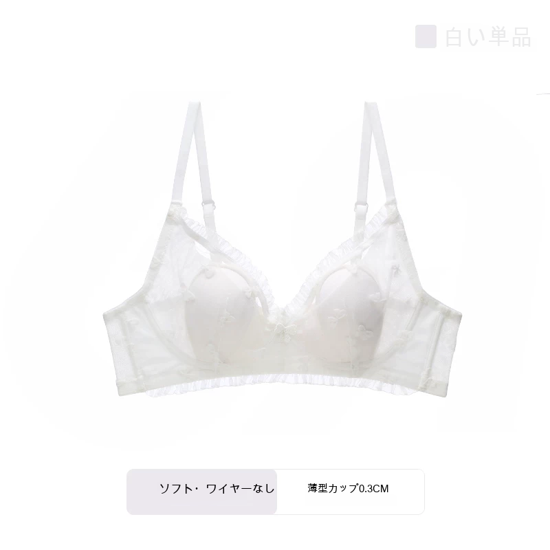 花柄 3/4カップ（薄型） 大きめバスト向け ノンワイヤーブラ
