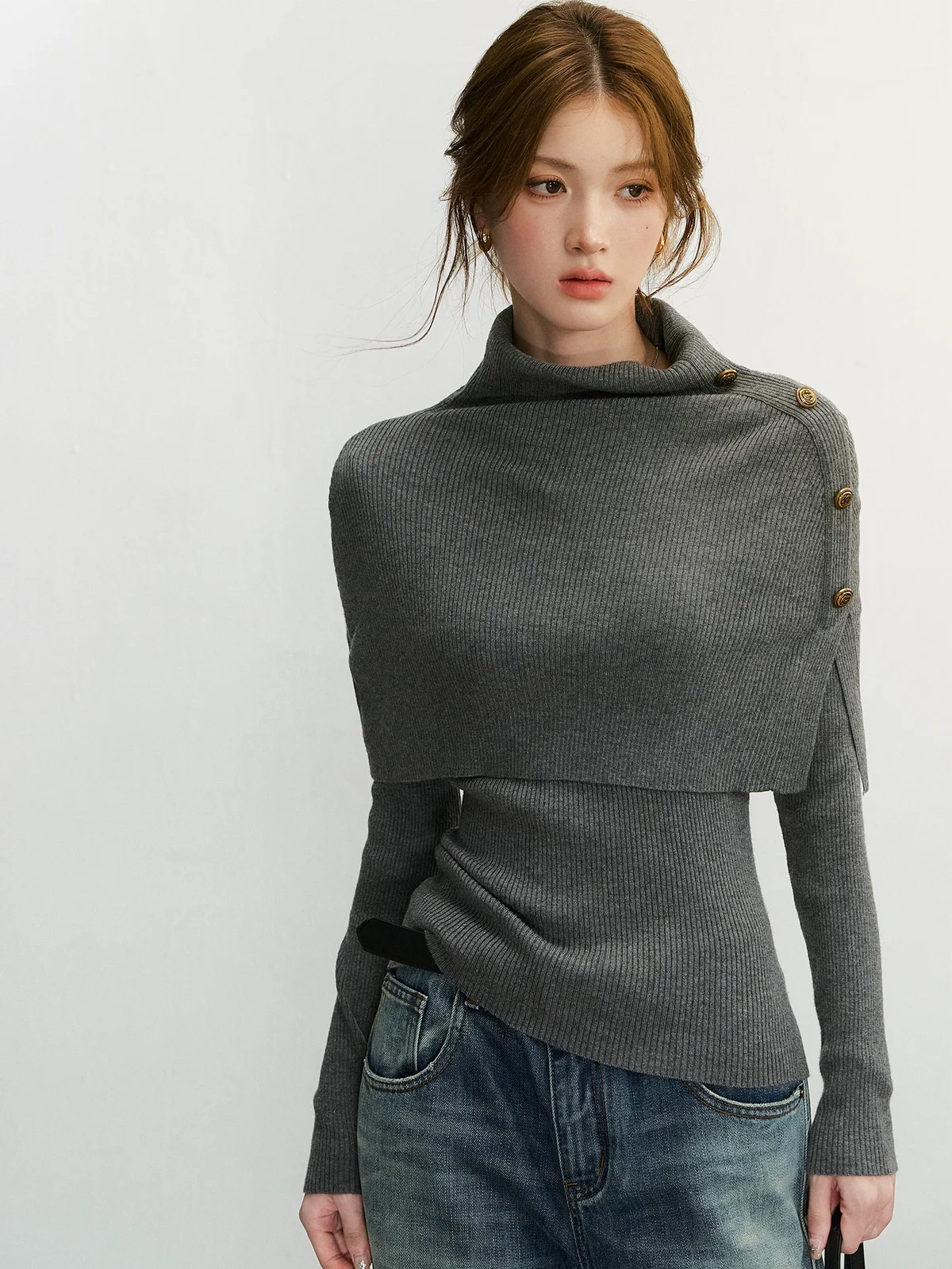 レイヤードハイネックニット 商品写真 1