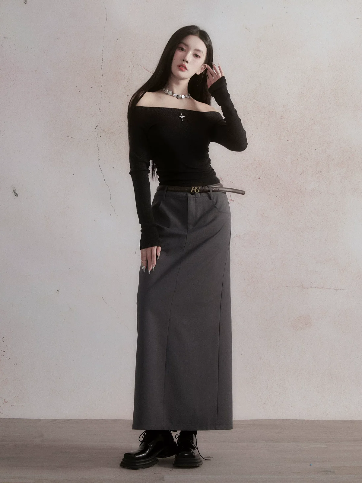 クラシック ストレートロングスカート 商品写真 2