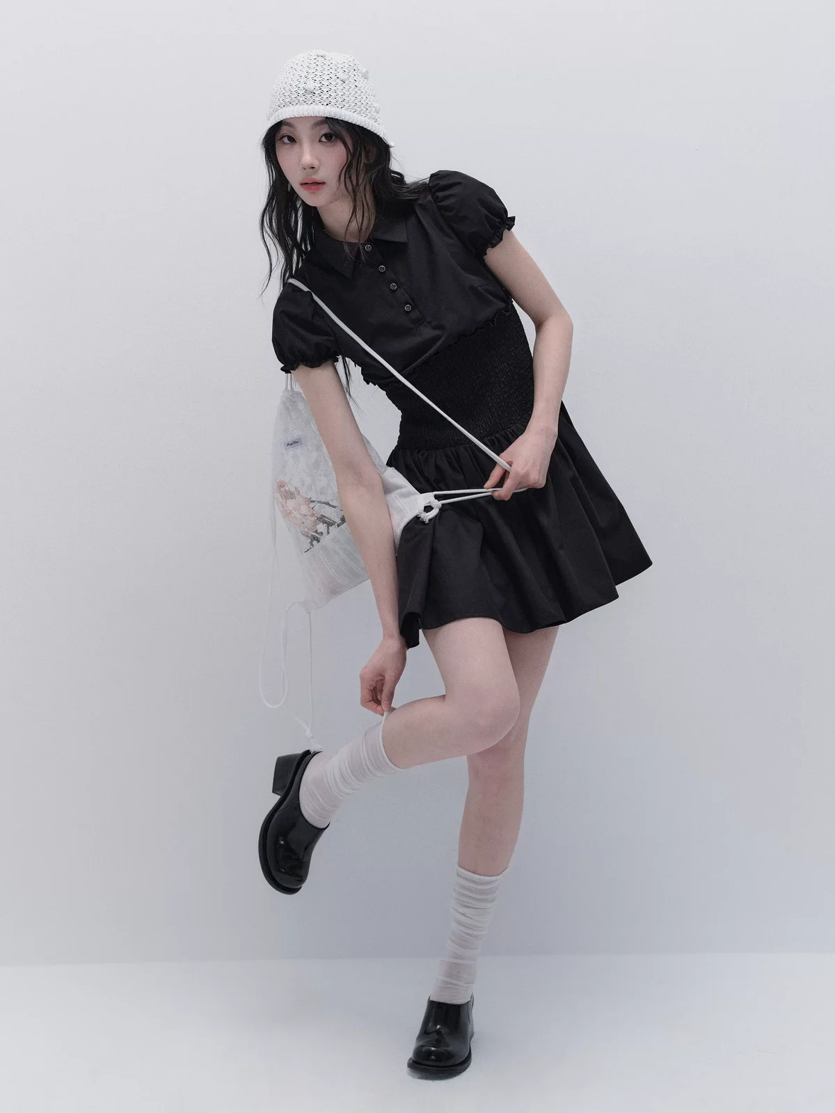 プレッピーブラック パフワンピース 商品写真 1