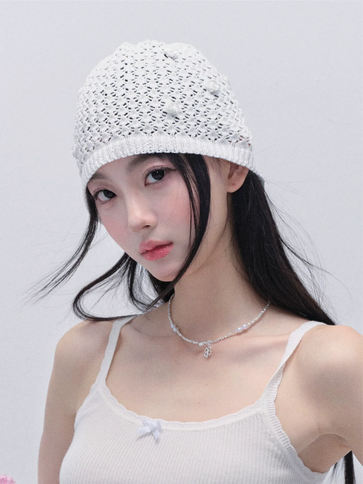 シルバークローバー パールネックレス 商品写真 1