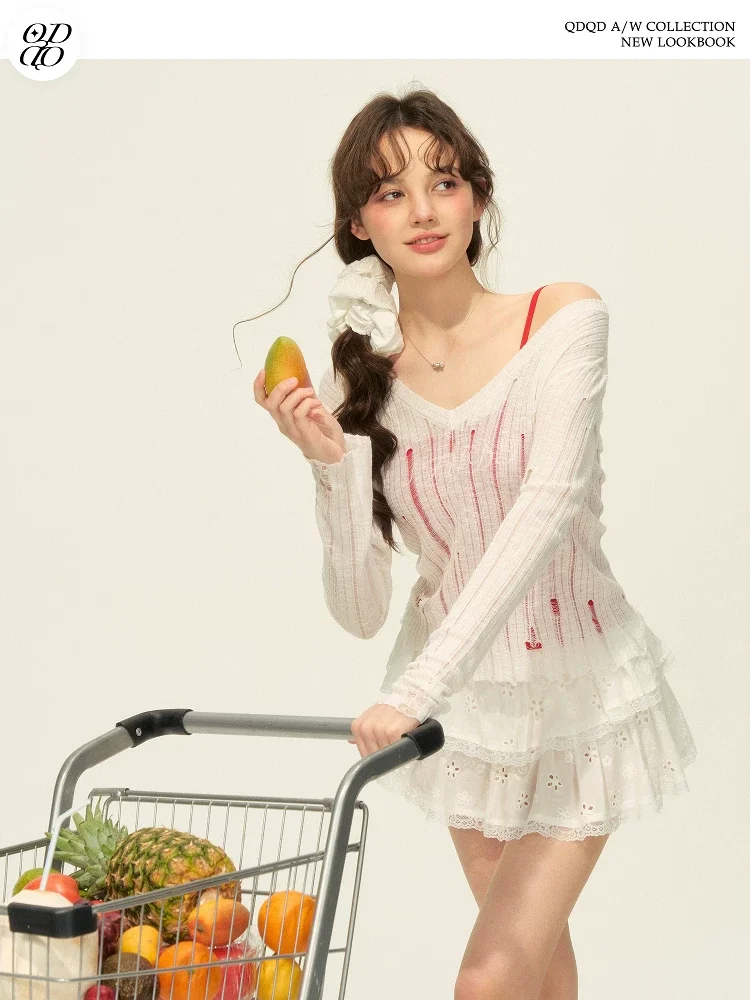 シアーVネック ニット 商品写真 1
