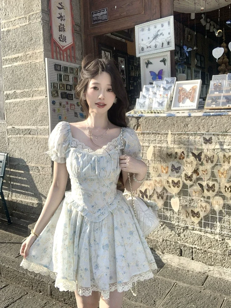 ブルーフラワーパス ミニドレス 商品写真 1