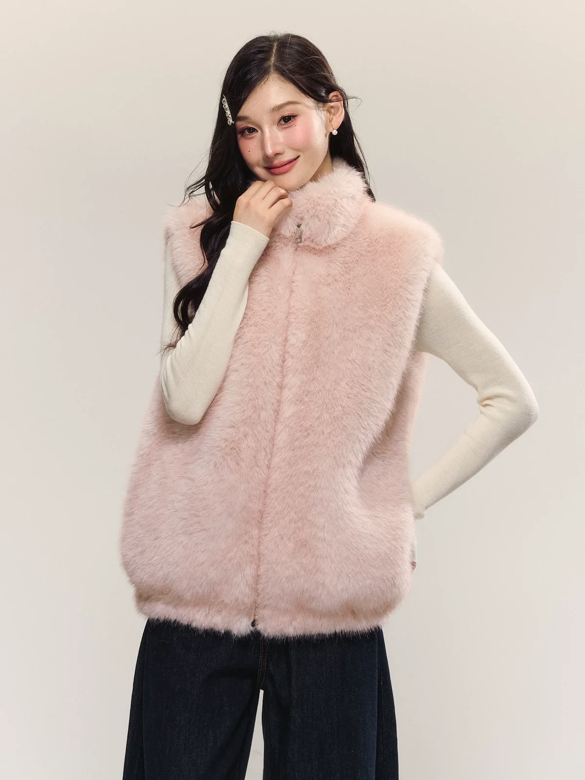 ピンクファー ベスト 商品写真 1