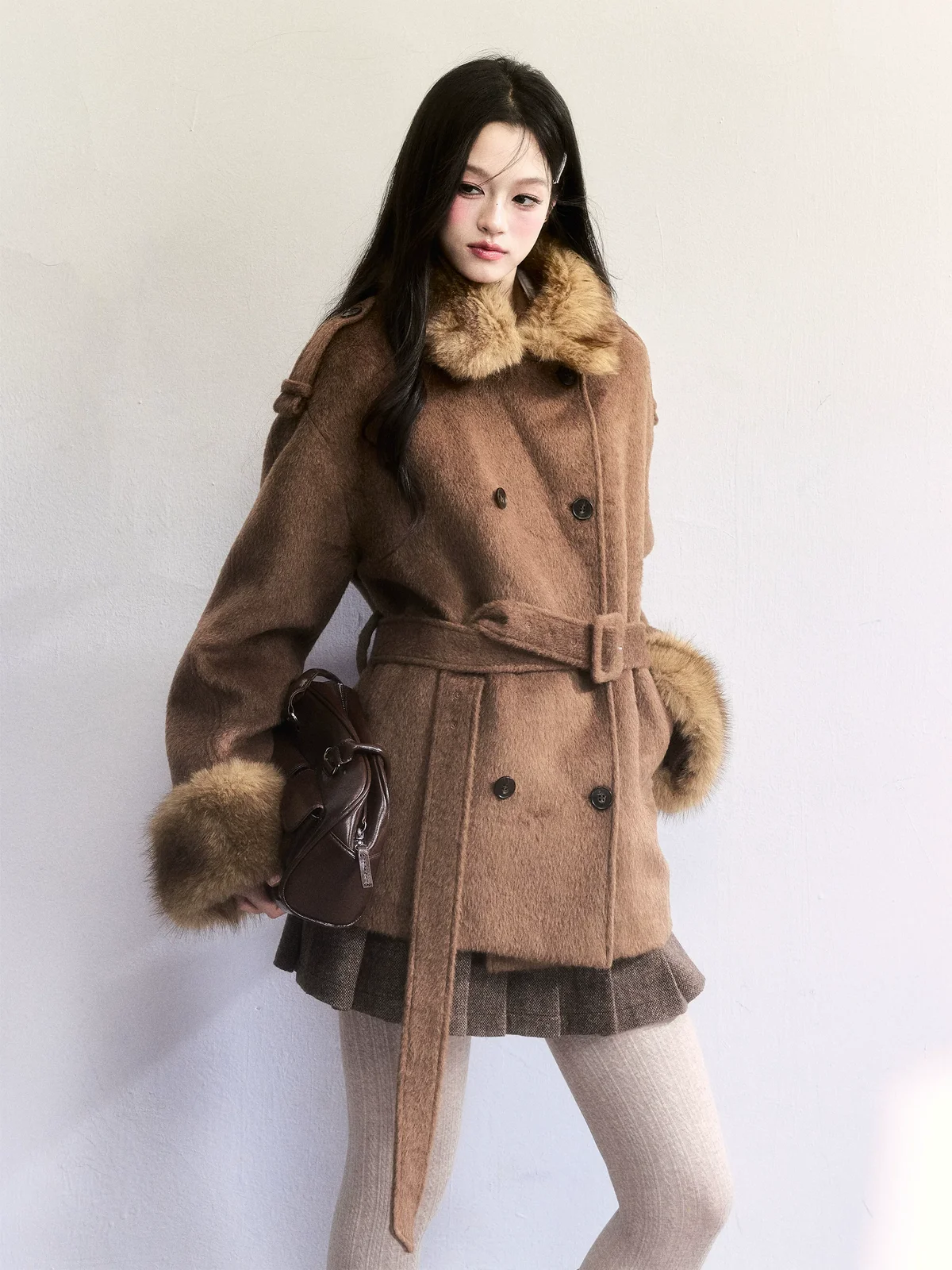 トリュフブラウン ベルテッドコート 商品写真 2
