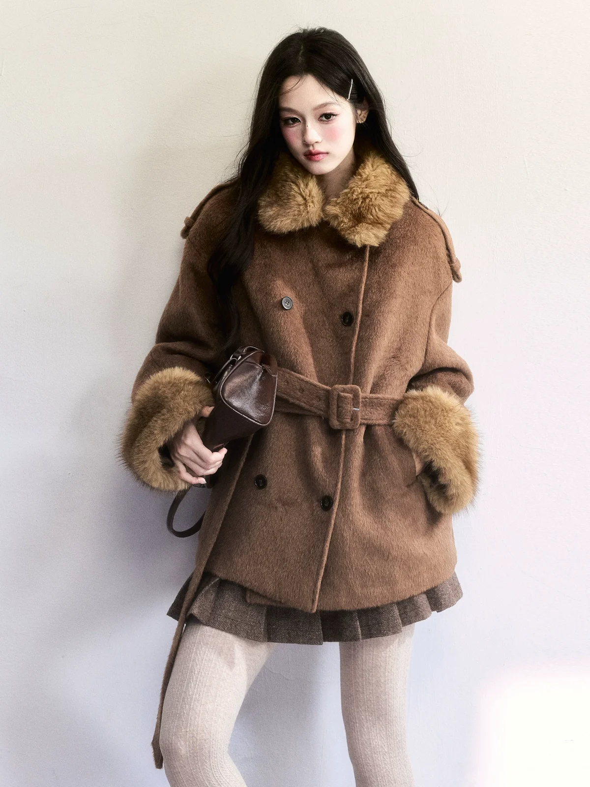 トリュフブラウン ベルテッドコート 商品写真 3