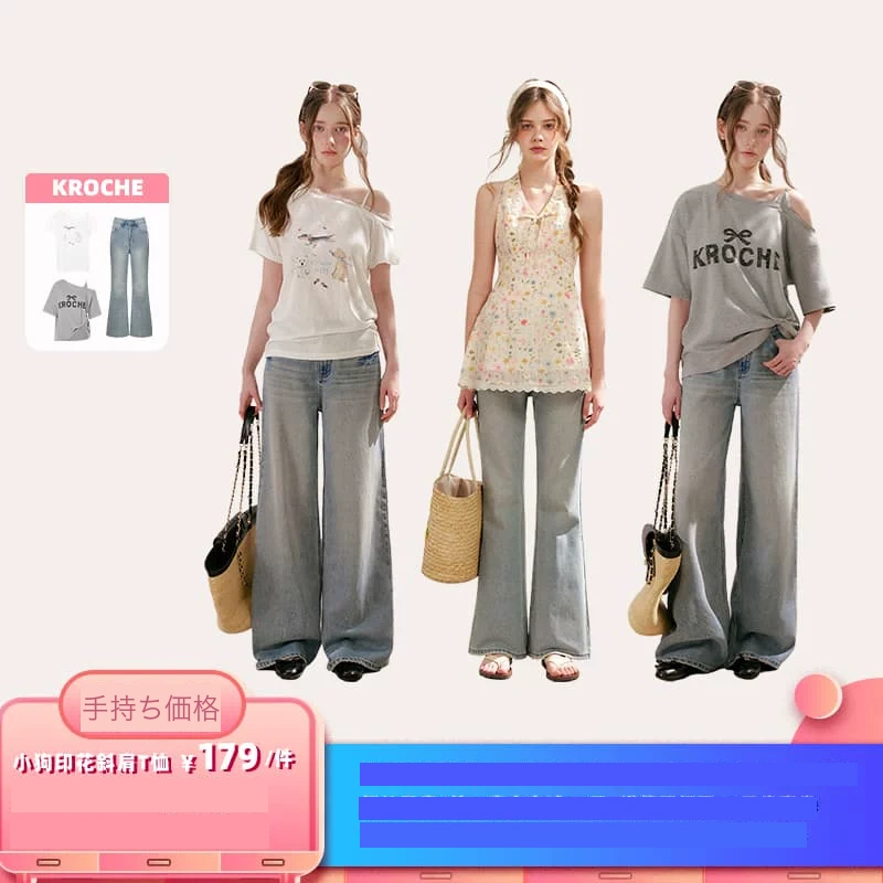 KROCHE プリント デニム Tシャツ KEC4069