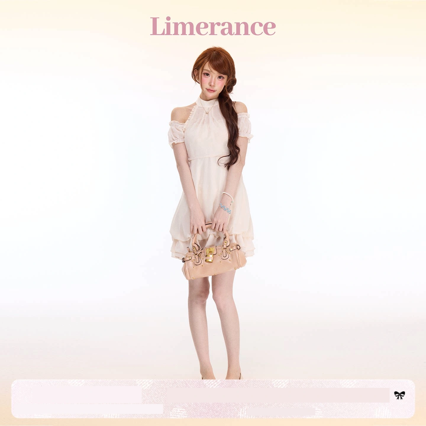 Limerance フリル ホルターネック 重ね着風 半袖 セットアップ