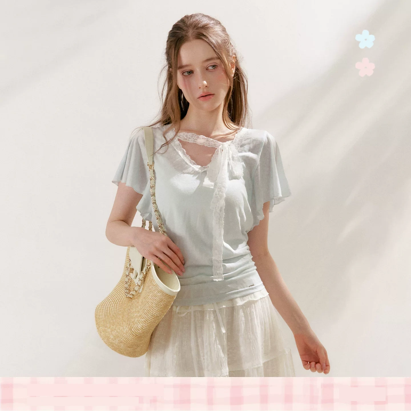KROCHE リボン レース Tシャツ KWF6027