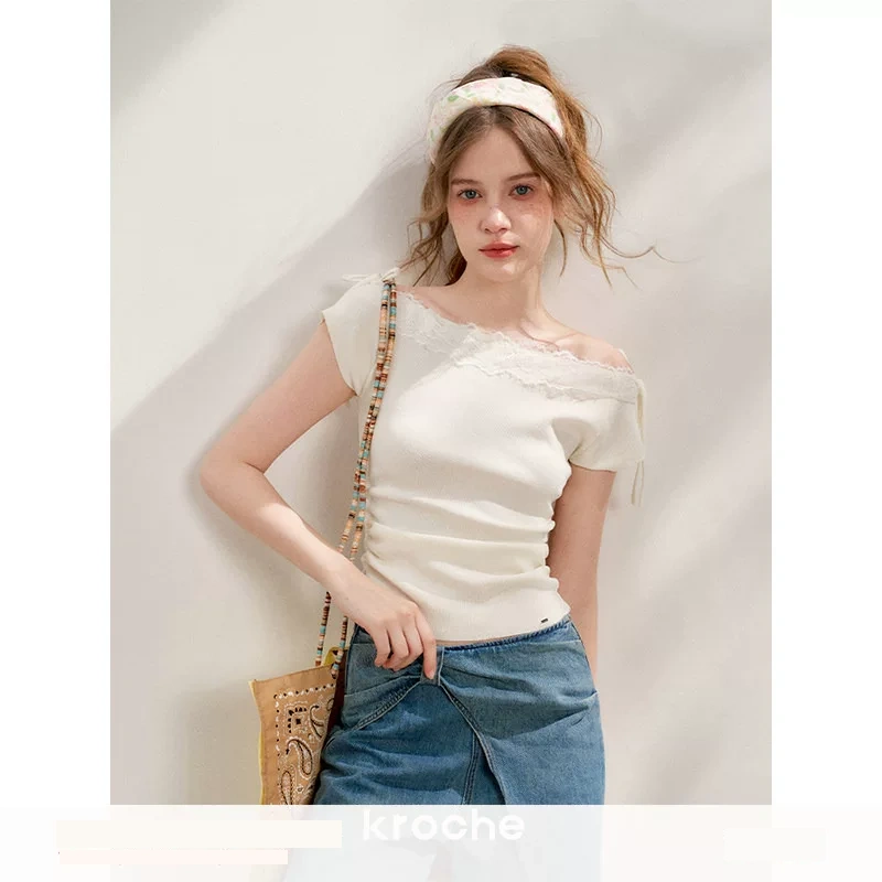 KROCHE レース 半袖 Tシャツ KEC4012