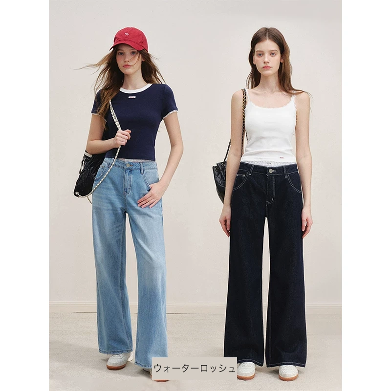 KROCHE レース デニム ワイド ストレート デニムパンツ KB5139