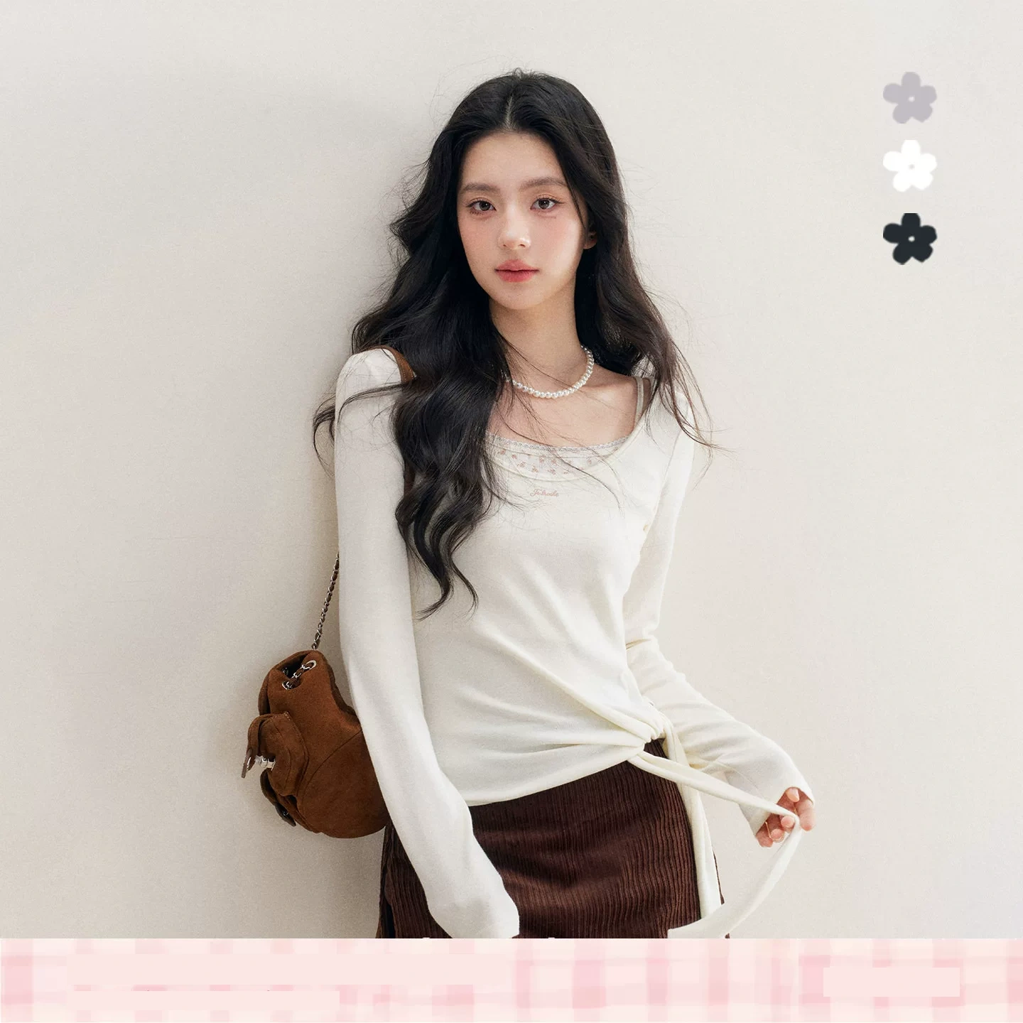 KROCHE レース 長袖 Tシャツ KE8034