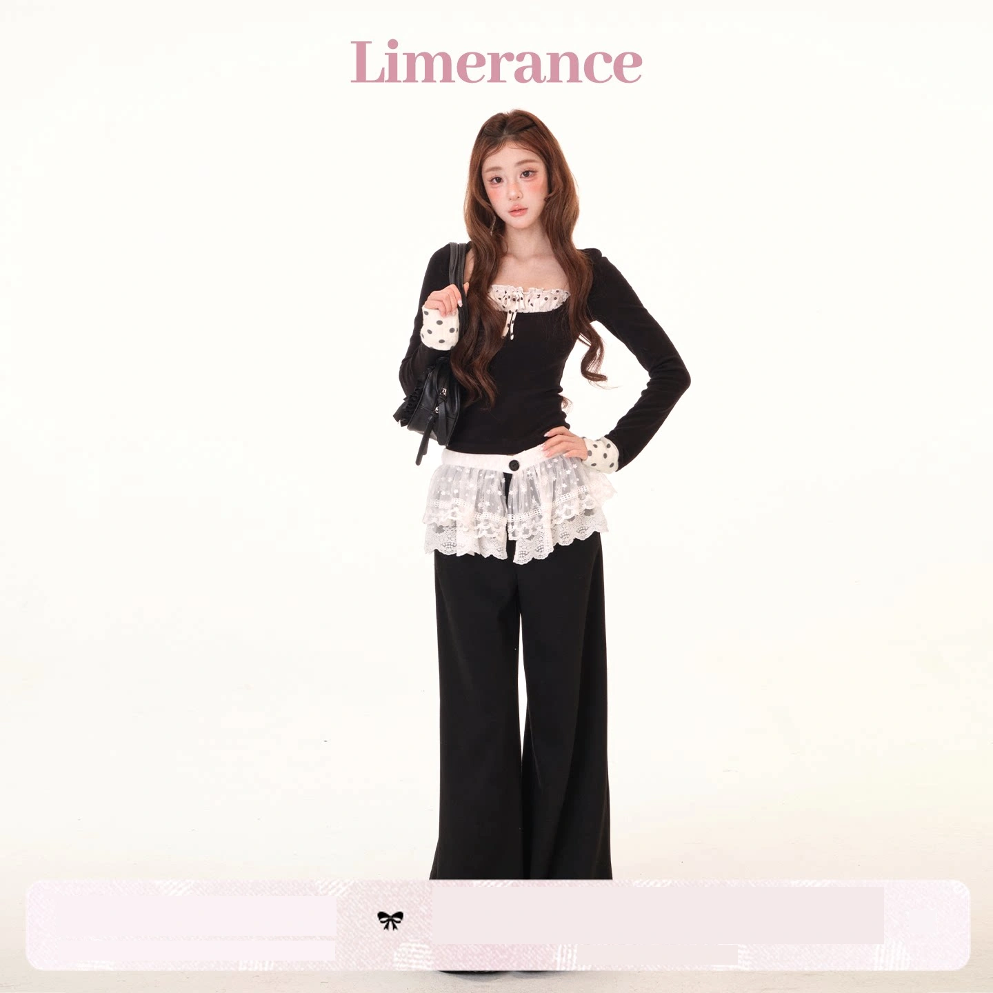Limerance レース ドット 配色 ワイド Tシャツ