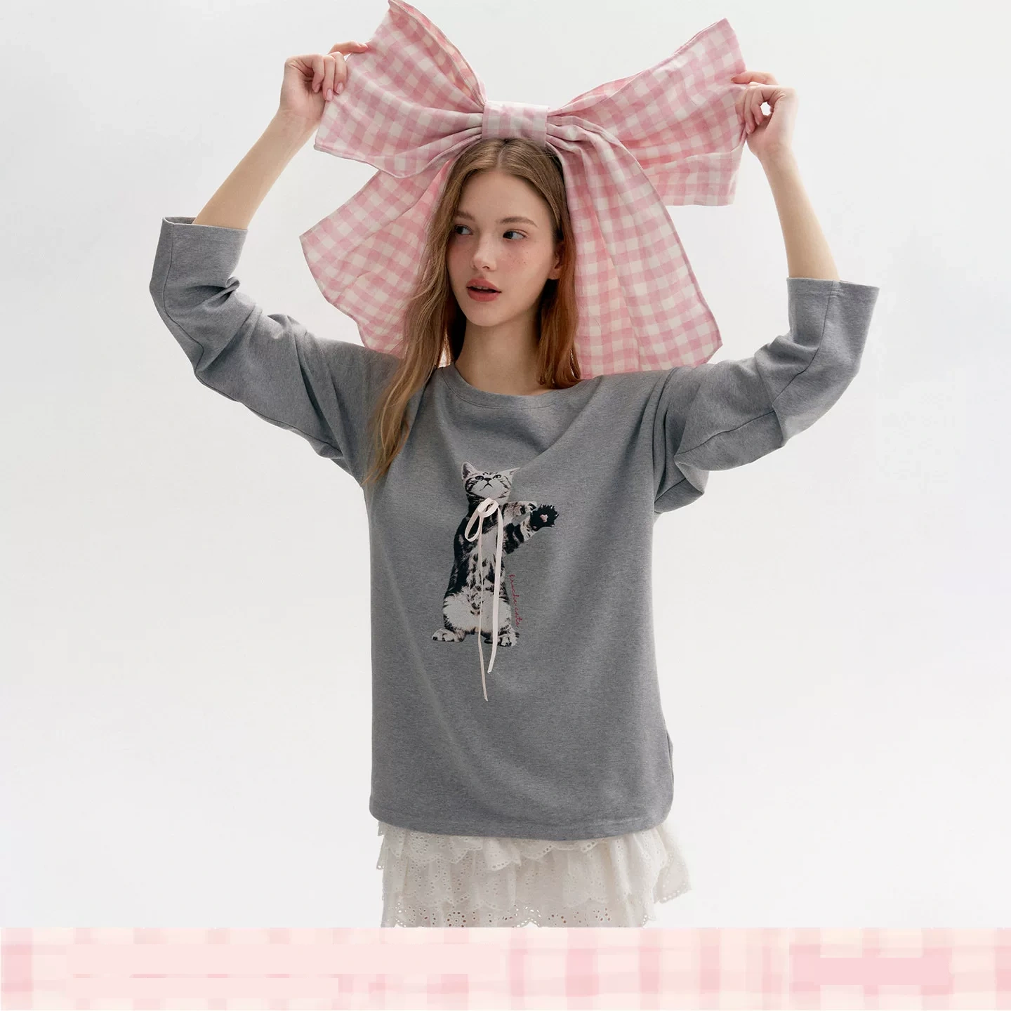 KROCHE オフショルダー アシンメトリー プリント 長袖 Tシャツ KE7029