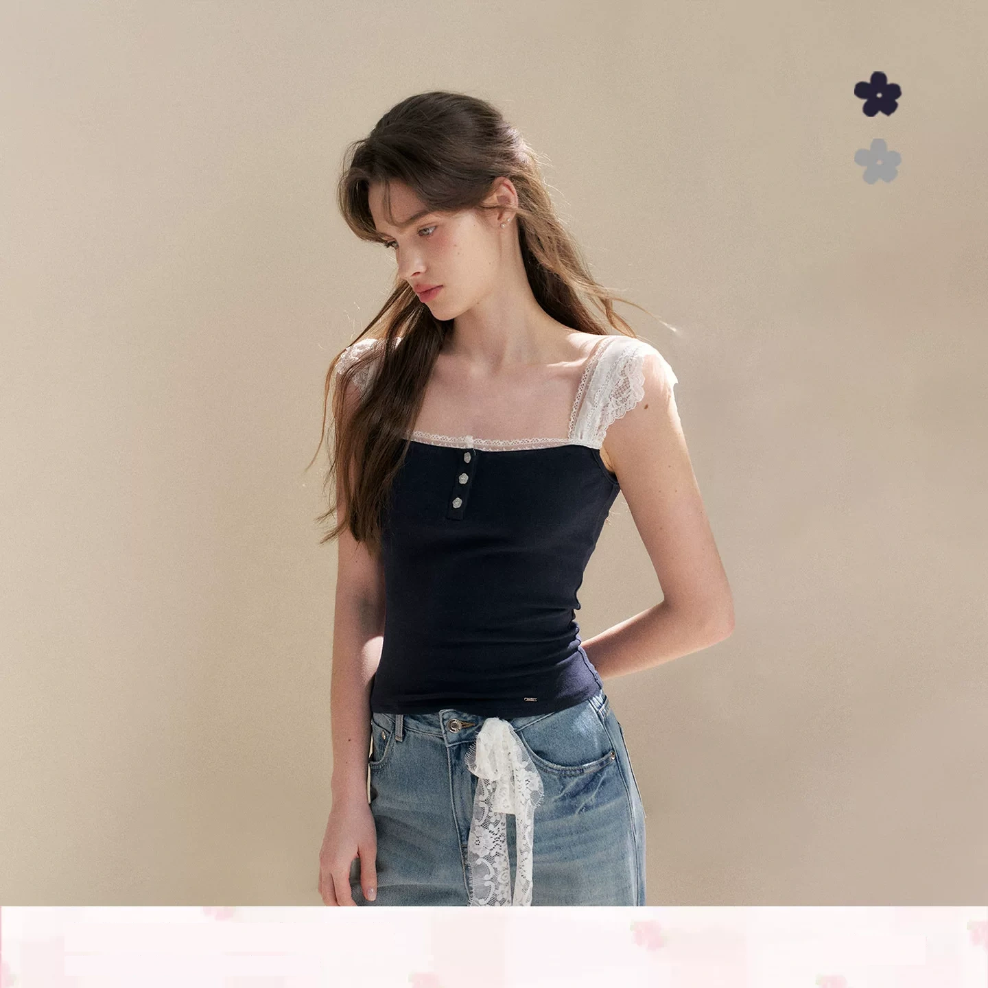 KROCHE レース Tシャツ KP8091