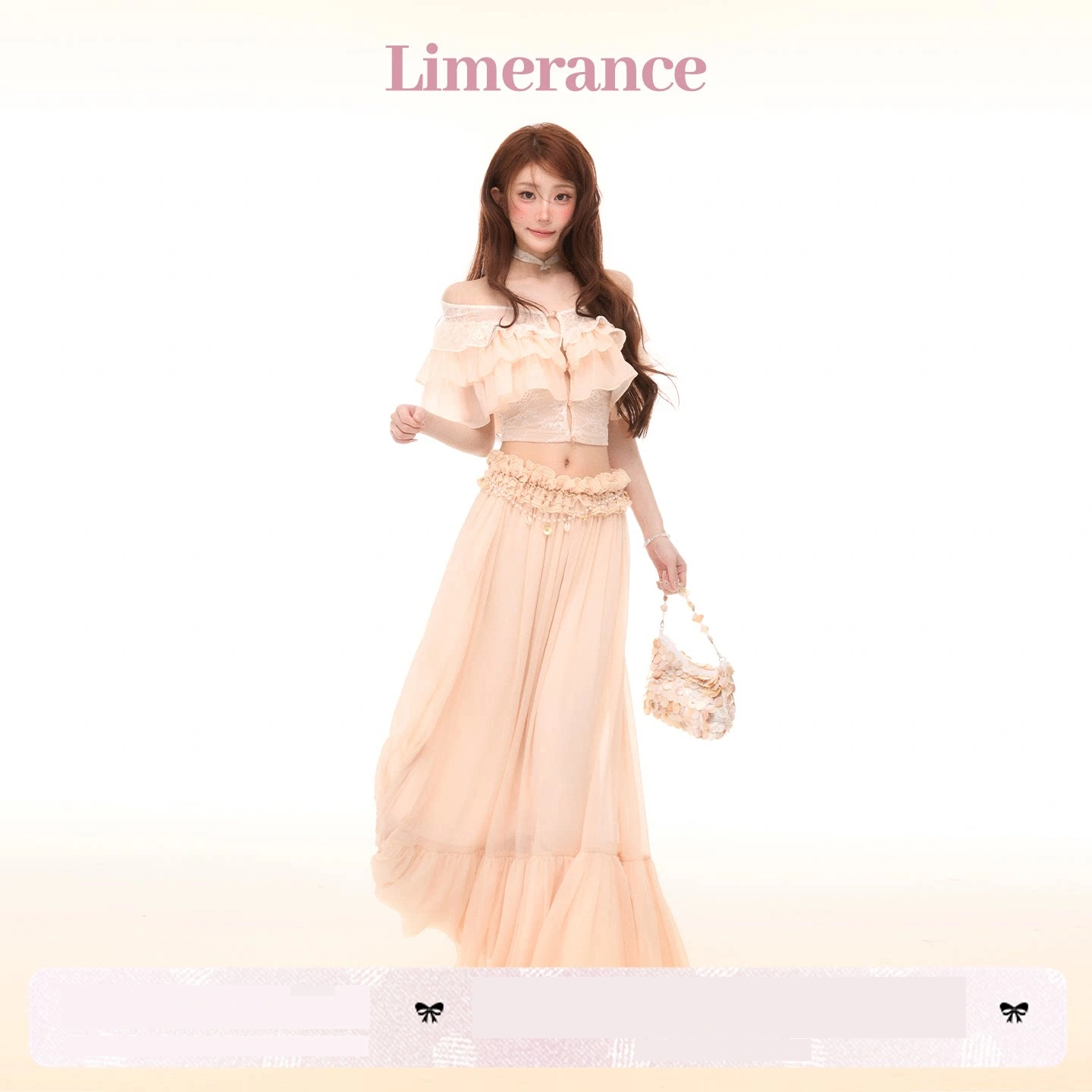 Limerance レース フリル オフショルダー セットアップ