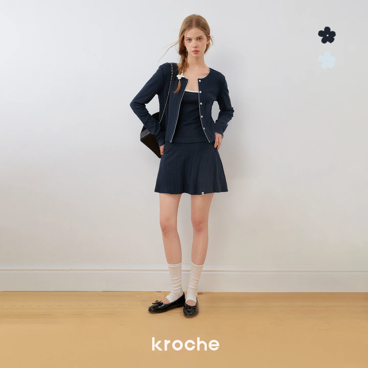 KROCHE 配色 透かし編み セットアップ