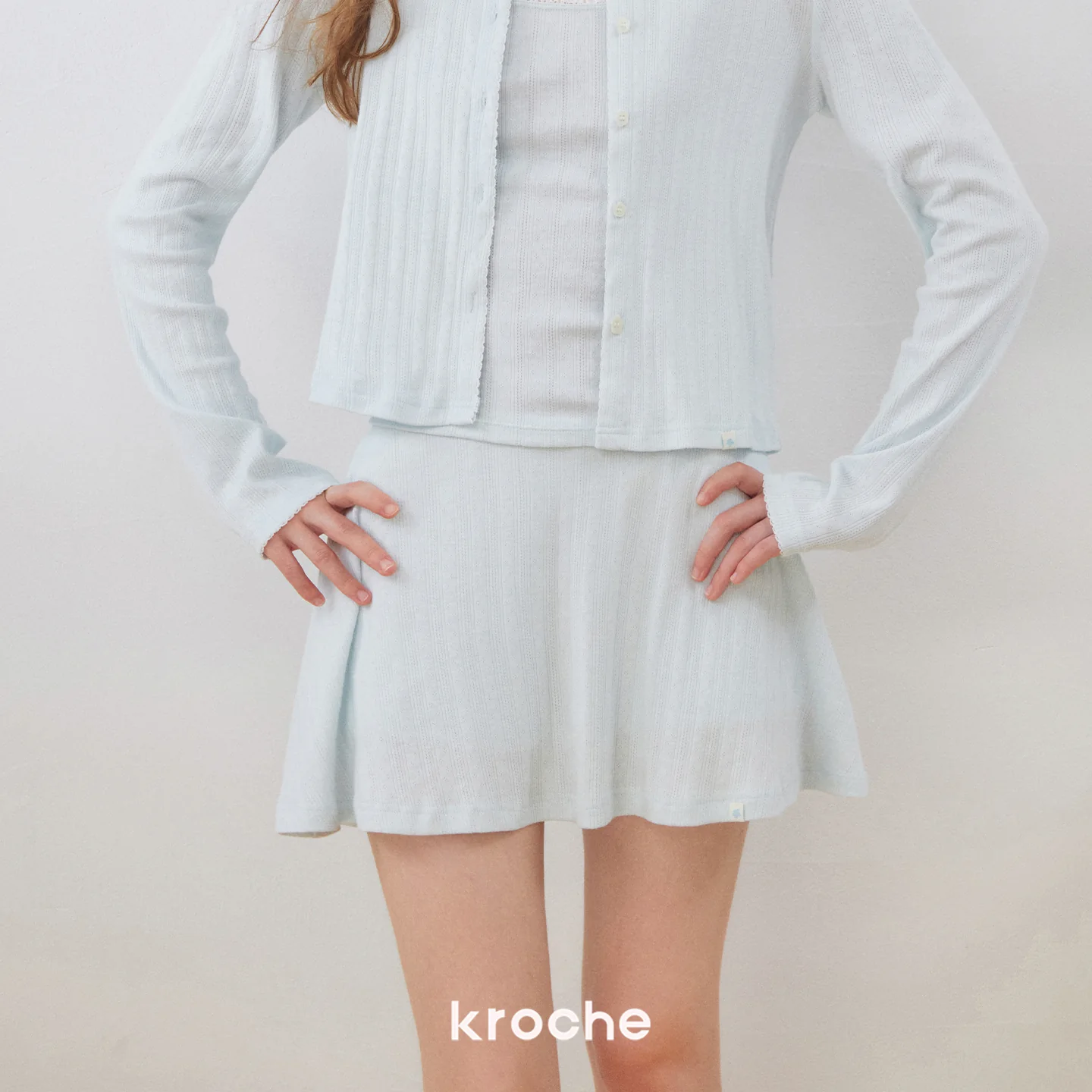 KROCHE 配色 透かし編み セットアップ
