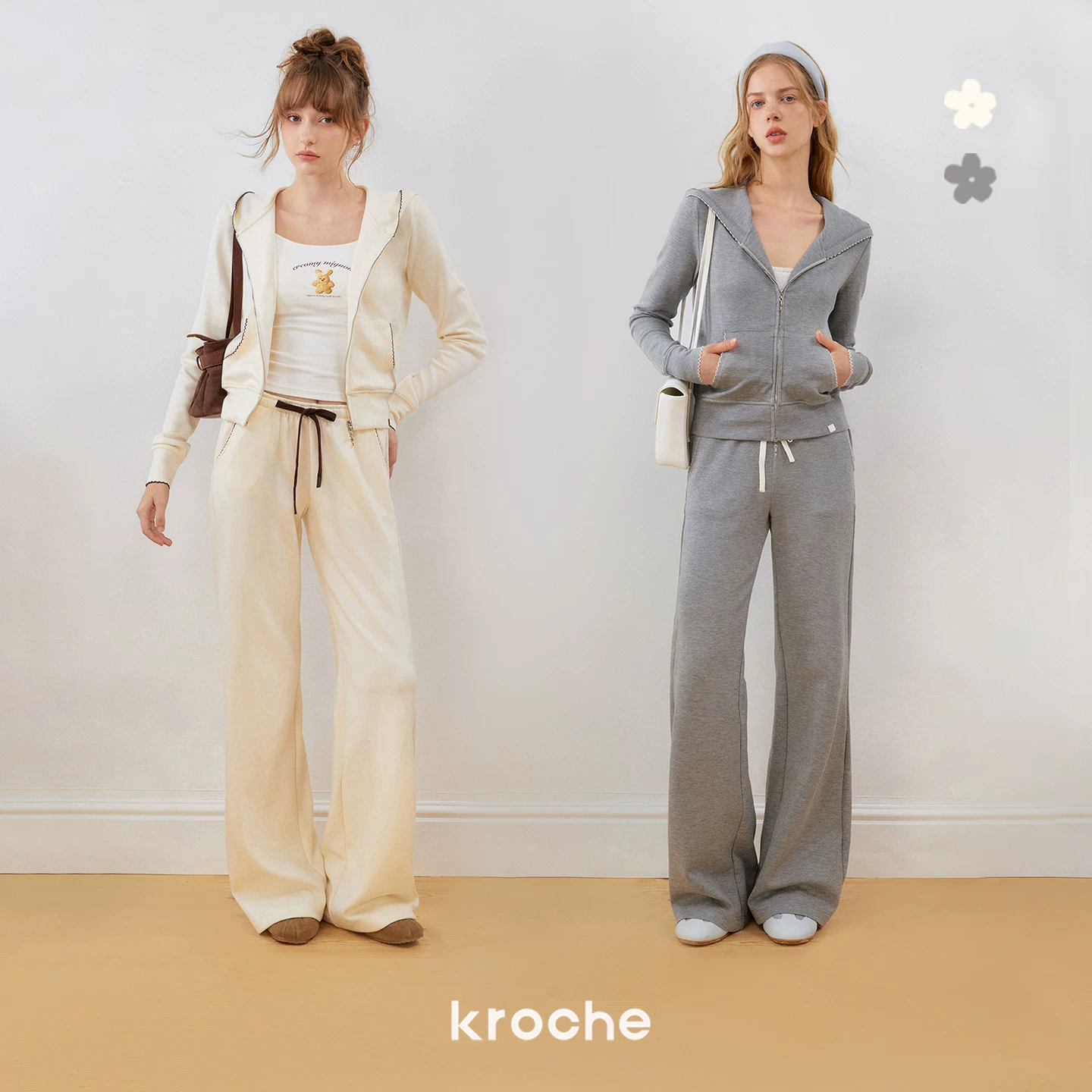 KROCHE 配色 フード付き セットアップ