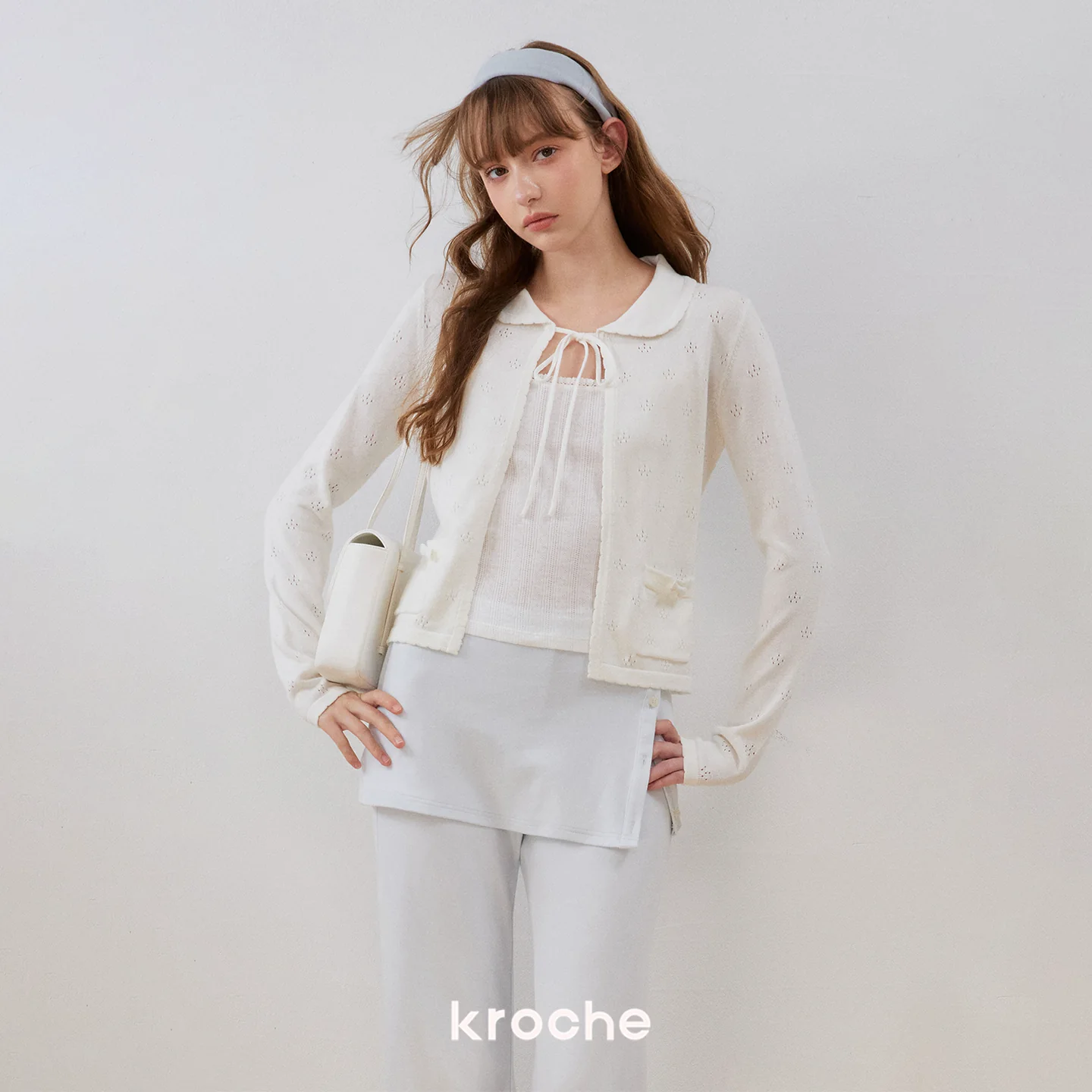 KROCHE 丸襟 透かし編み ニット KP3114