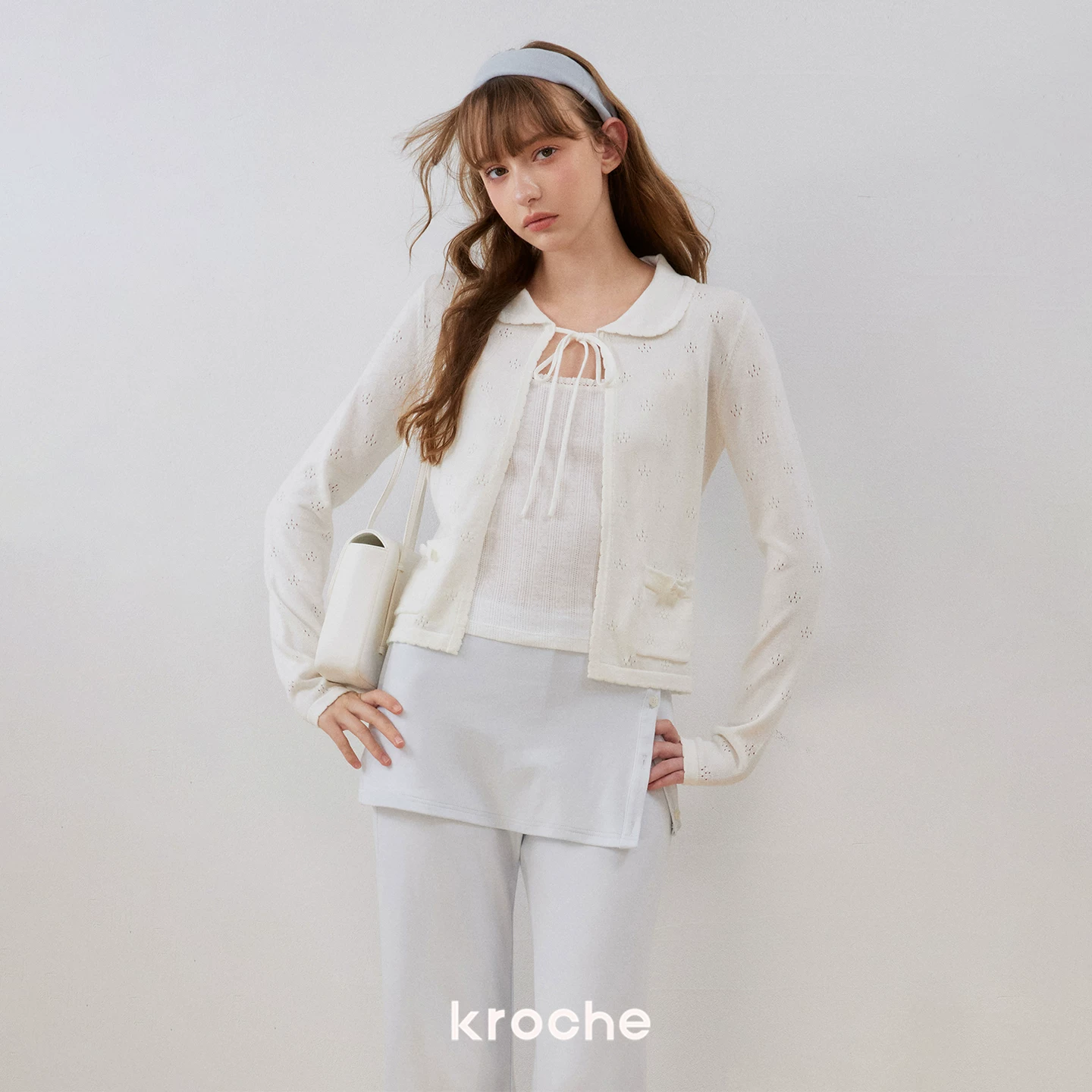 KROCHE 丸襟 透かし編み ニット KP3114