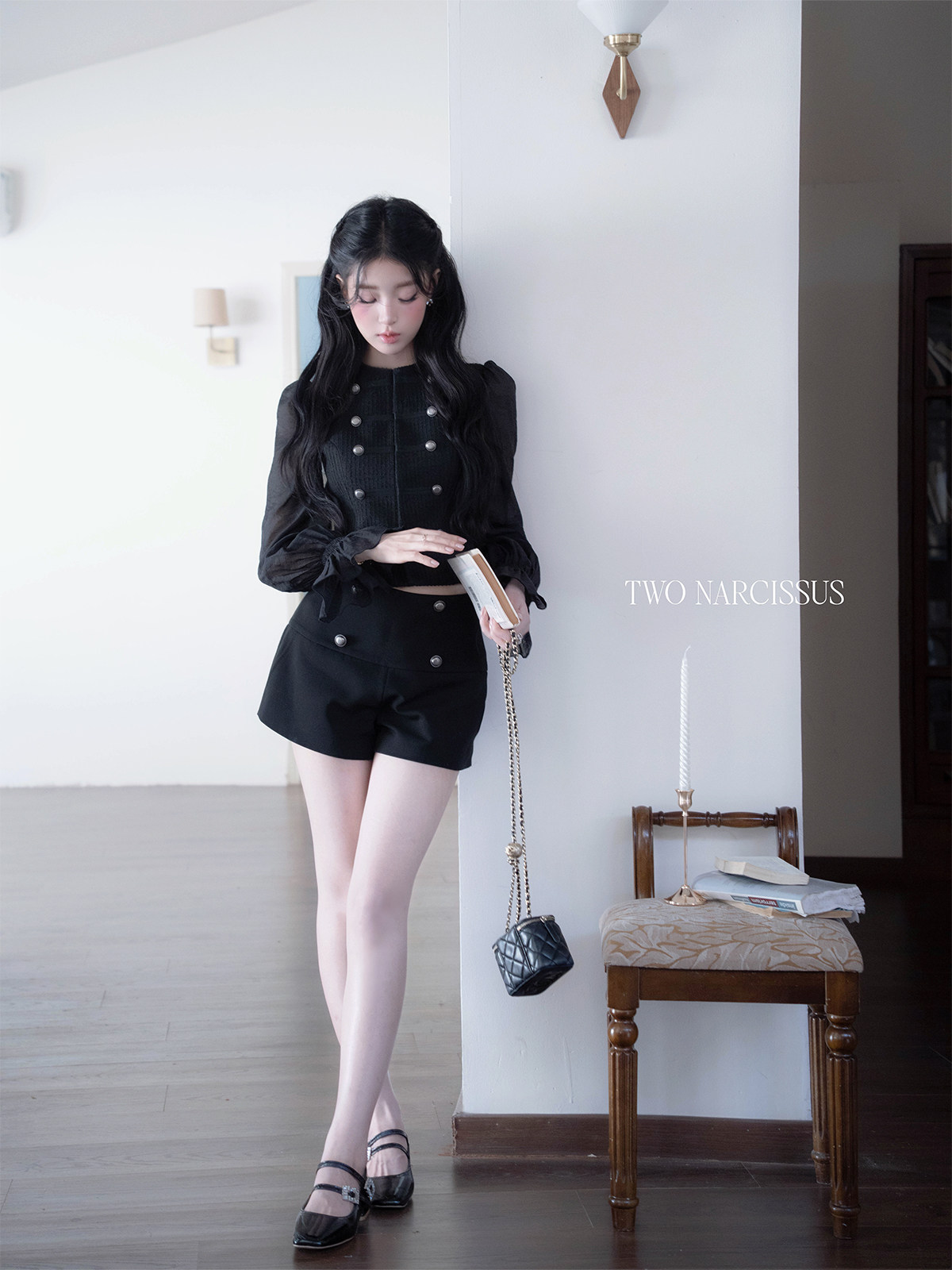 Two Narcissus ダブルボタン パフスリーブショートジャケット