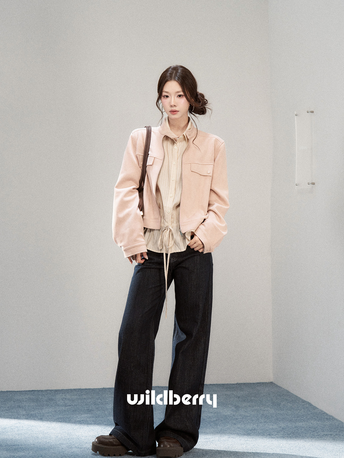 Wildberry ライトピンク スエード調ショートジャケット